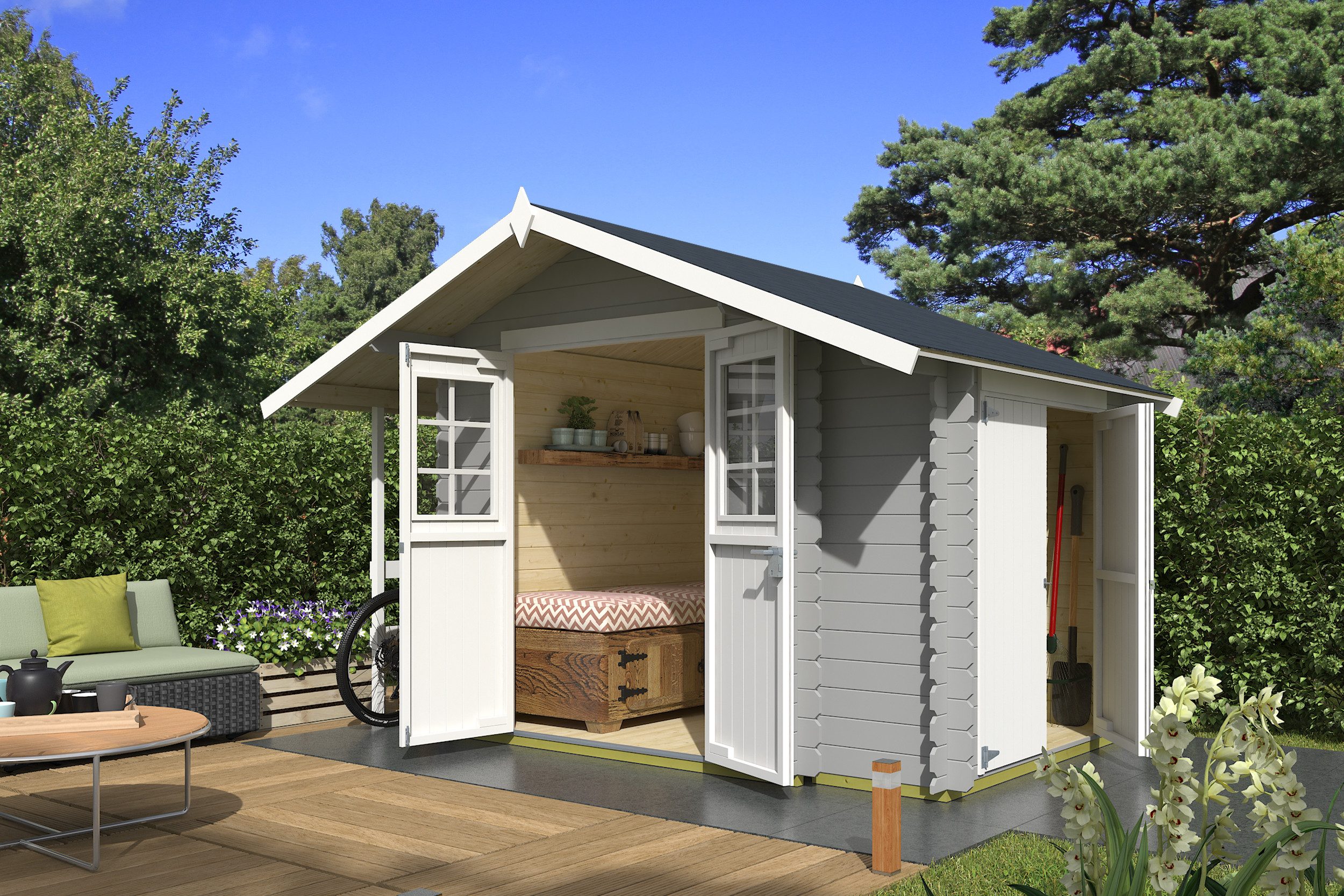 Nordic Holz Gartenhaus Vilano 1, BxT: 352,5x240 cm, mit 3 getrennten Bereiche