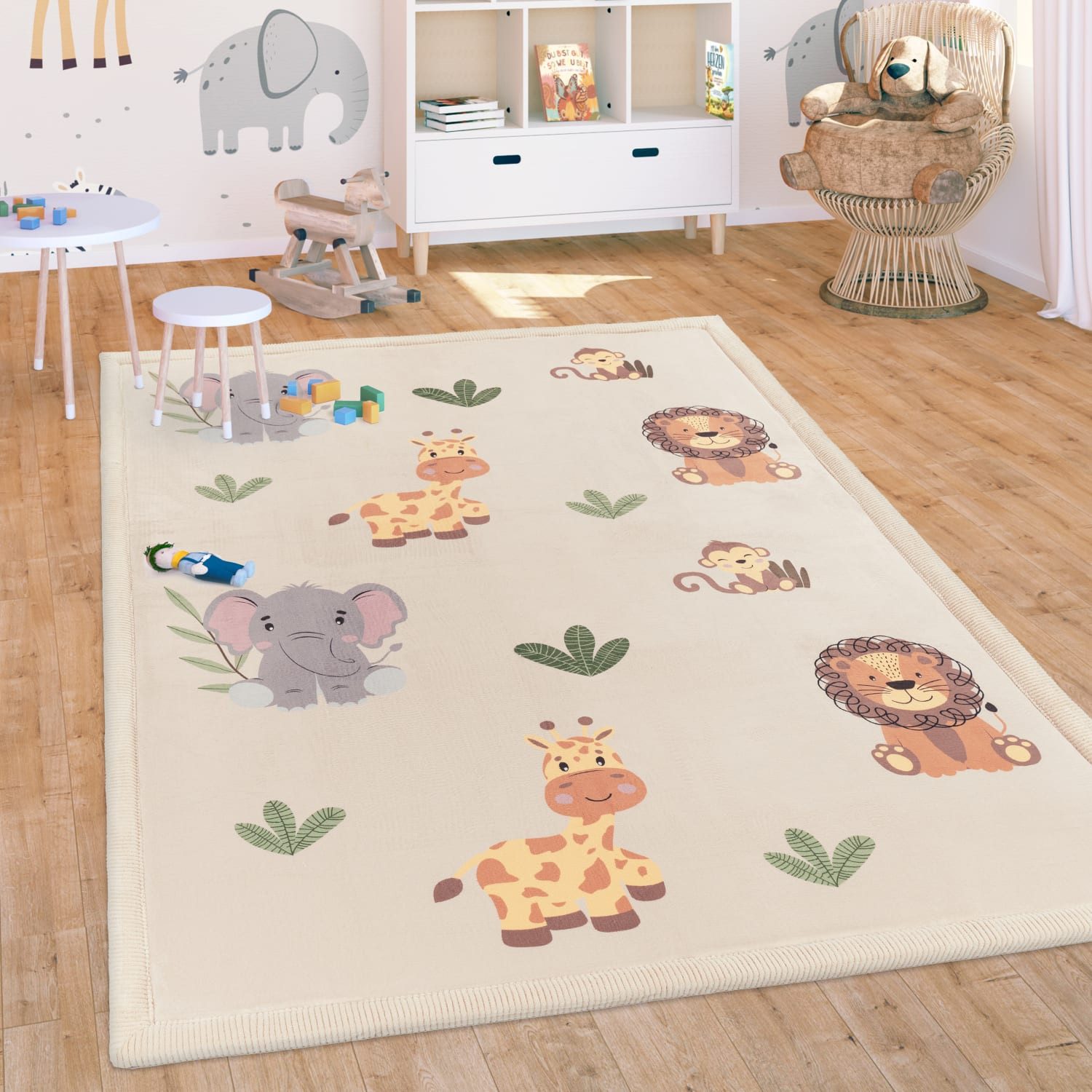 KADIMA DESIGN Kinderteppich waschmaschinenwaschbar Tiere Kinderzimmer Kinderteppich, Rechteckig, Höhe: 24 mm, Florhöhe: 20 mm, 100% Polyester, Rechteckig, 120x160cm, Mehrfarbig