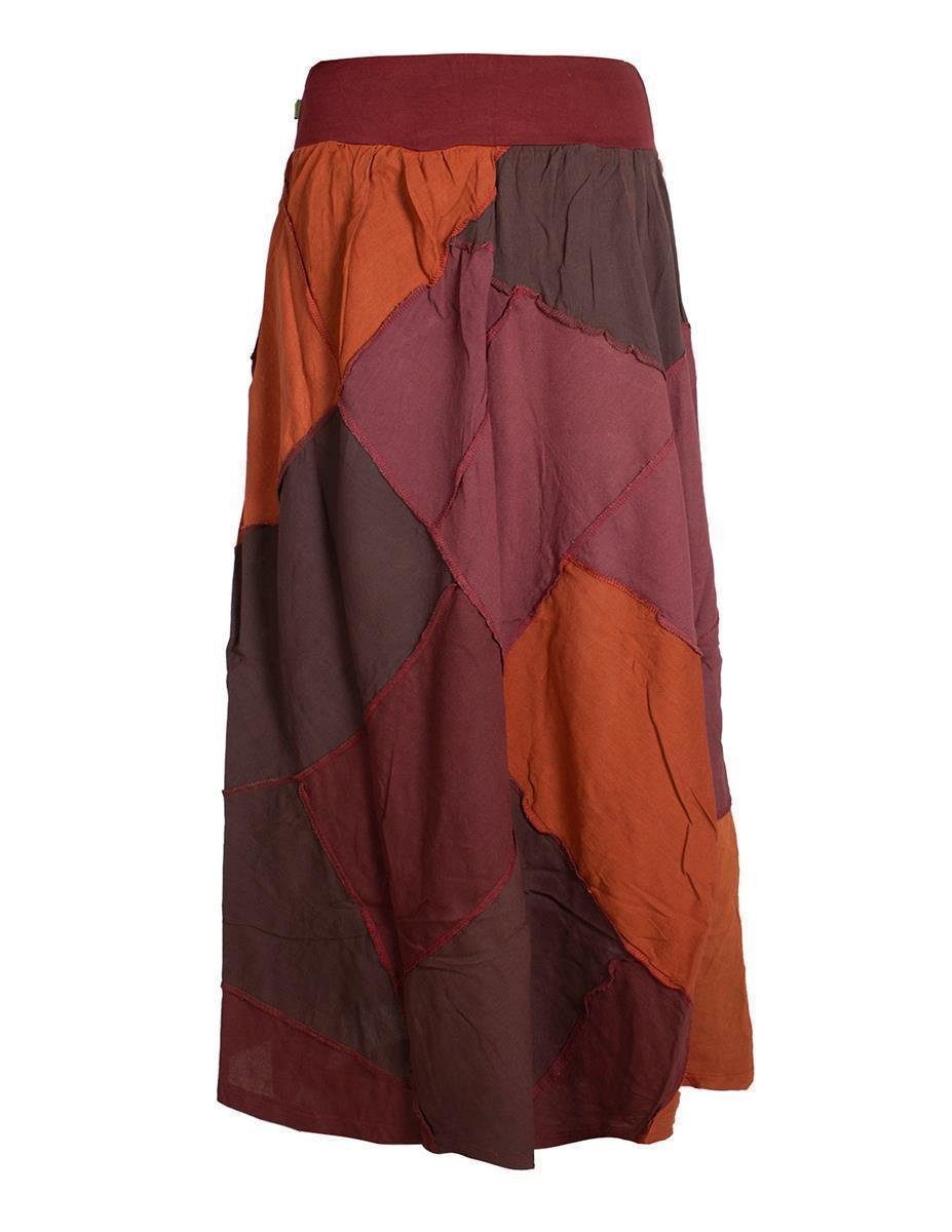 Vishes Maxirock Langer weiter Patchwork-Rock handgewebte Baumwolle Hippie, günstig online kaufen