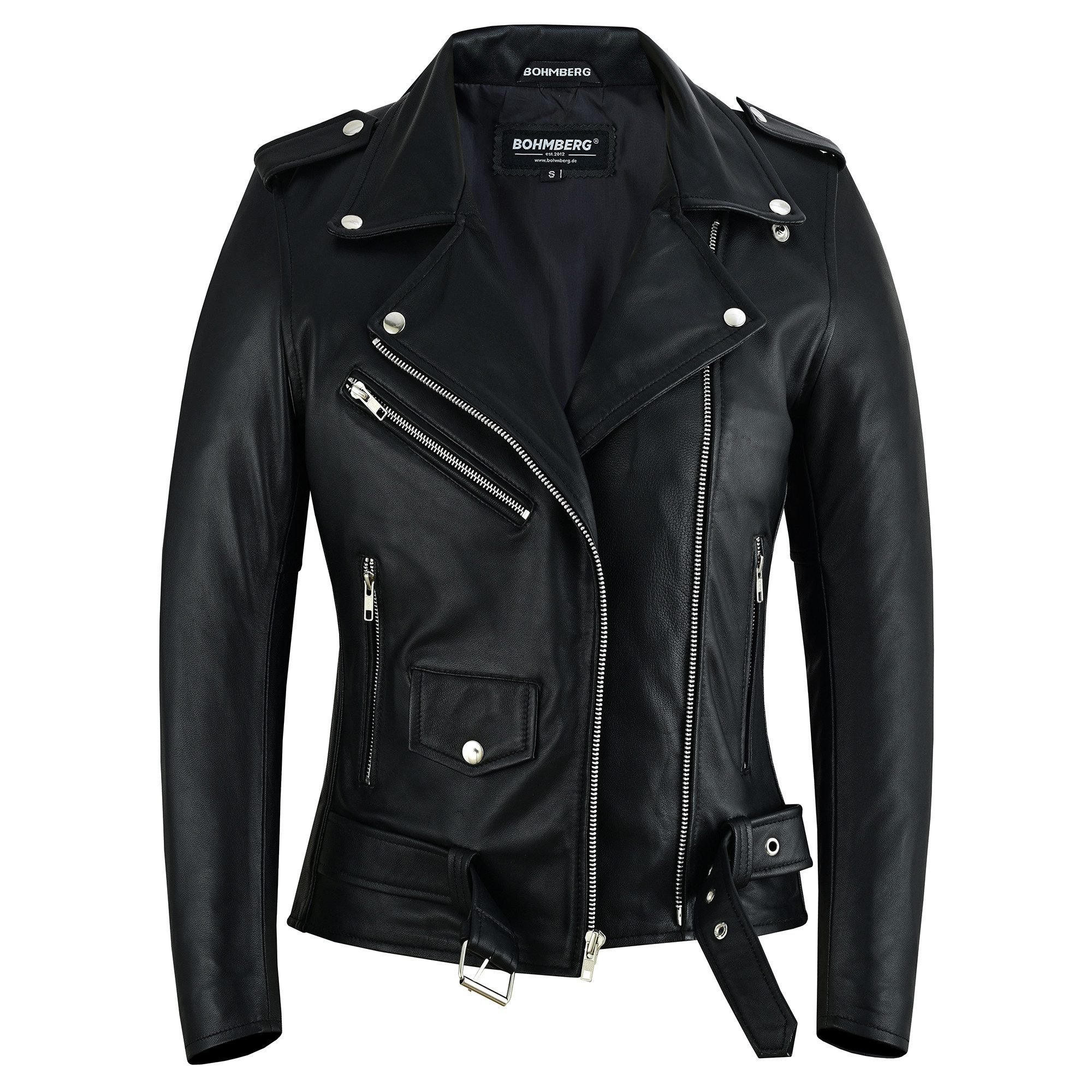 BOHMBERG Lederjacke CALYPSO Damen Bikerjacke Übergangsjacke aus weichem Ziegennappa-Leder