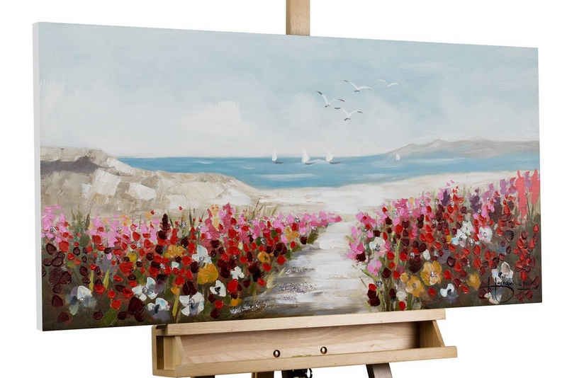 KUNSTLOFT Gemälde Jardin de Playa 100x50 cm, Leinwandbild 100% HANDGEMALT Wandbild Wohnzimmer