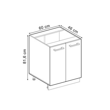 Livinity® Unterschrank Küchenschrank R-Line 60 cm Weiß Schwarz Beton