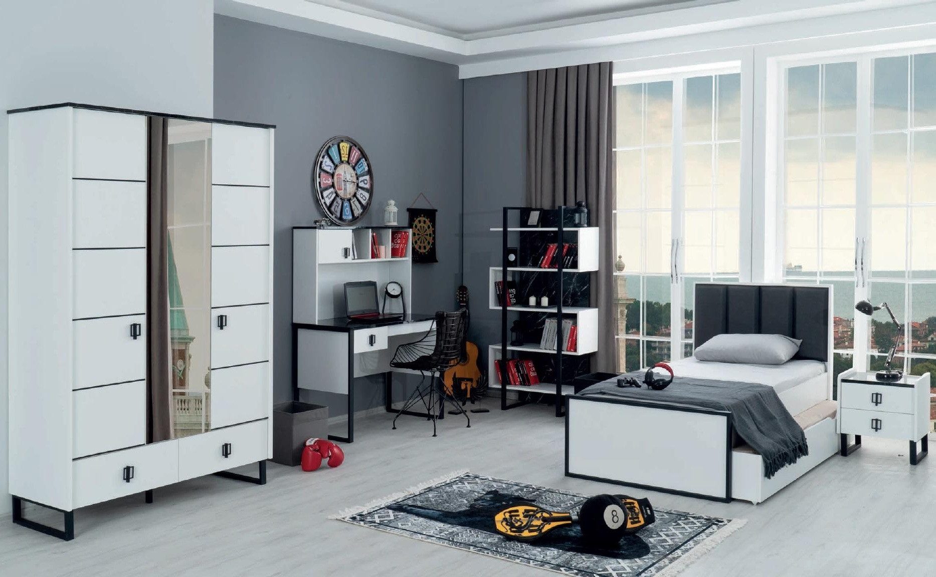 Jugendzimmer-Set Modernes Jugendzimmer-Set mit Bett, Schreibtisch und Stauraum