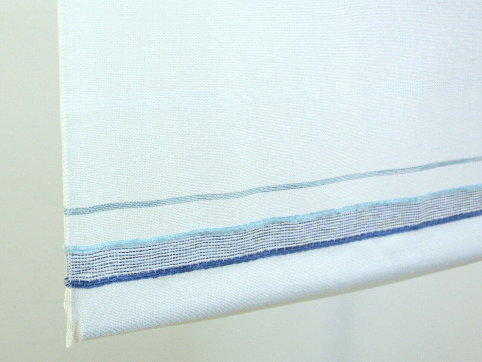 EXPERIENCE Scheibengardine Design Mini Flächenvorhang Set, blau Leinen, Webstreifen, 4058-01, (3 St), Stangendurchzug, halbtransparent