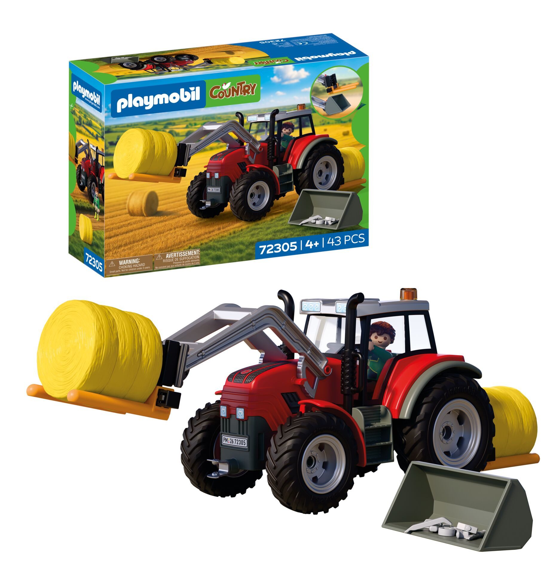 Playmobil® Großer Traktor mit Heuballen (72305), Country Konstruktions-Spielset, Made in Germany