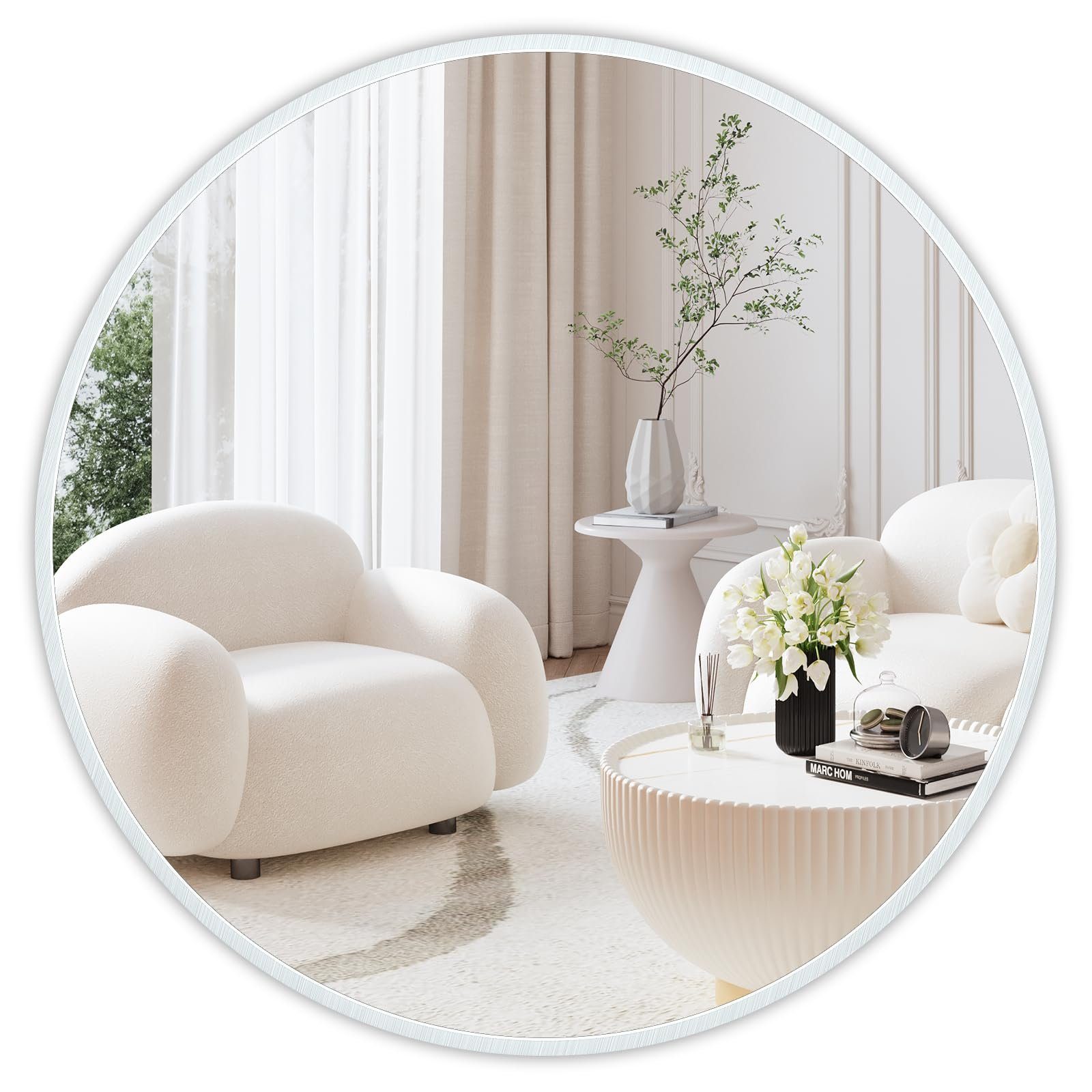 Dripex Wandspiegel Rund Wandspiegel dekorativer Spiegel Schminkspiegel günstig online kaufen