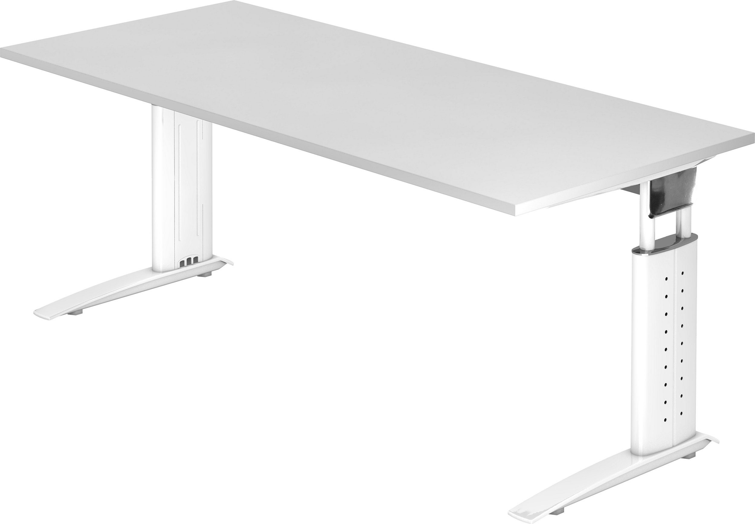 bümö Schreibtisch Schreibtisch Serie-U, Rechteck: 180 x 80 cm - Dekor: Weiß - Gestell: Weiß