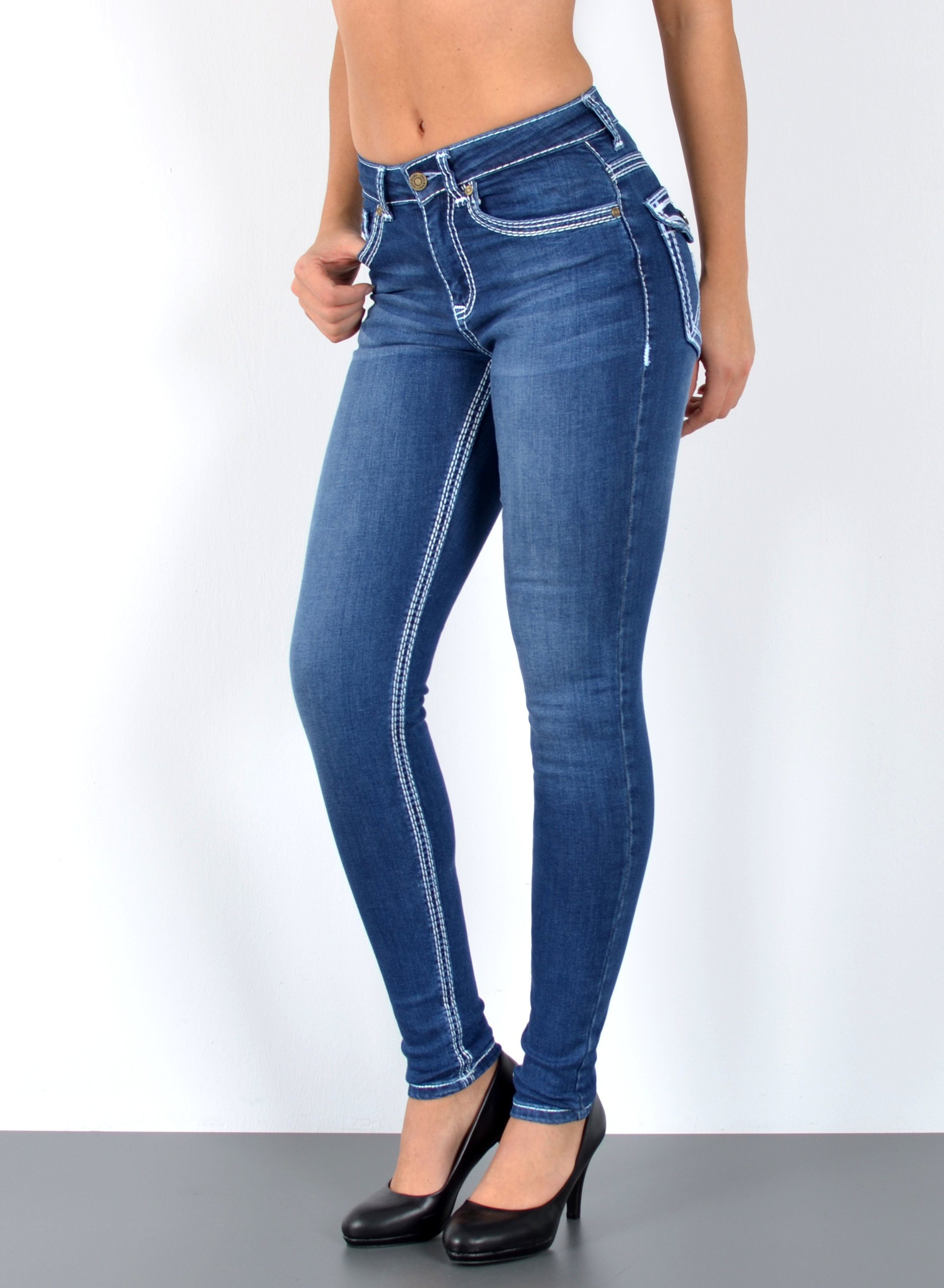 ESRA Skinny-fit-Jeans Jeans Damen Skinny Hose High Waist Jeanshose dicke Na günstig online kaufen