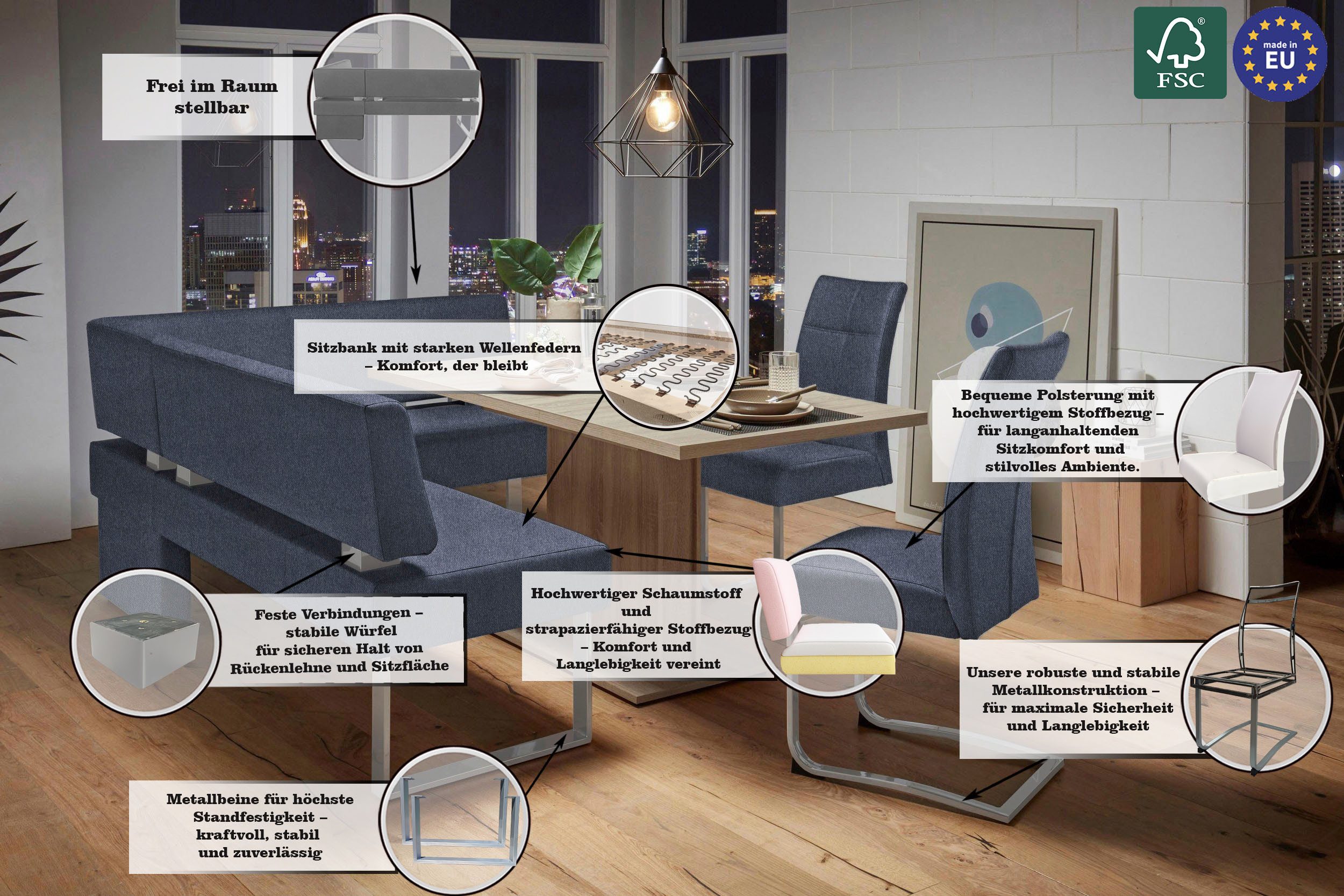OTTO home Eckbank Rab, in 2 Breiten (180 oder 200 cm), Bezug in verschiedenen Qualitäten