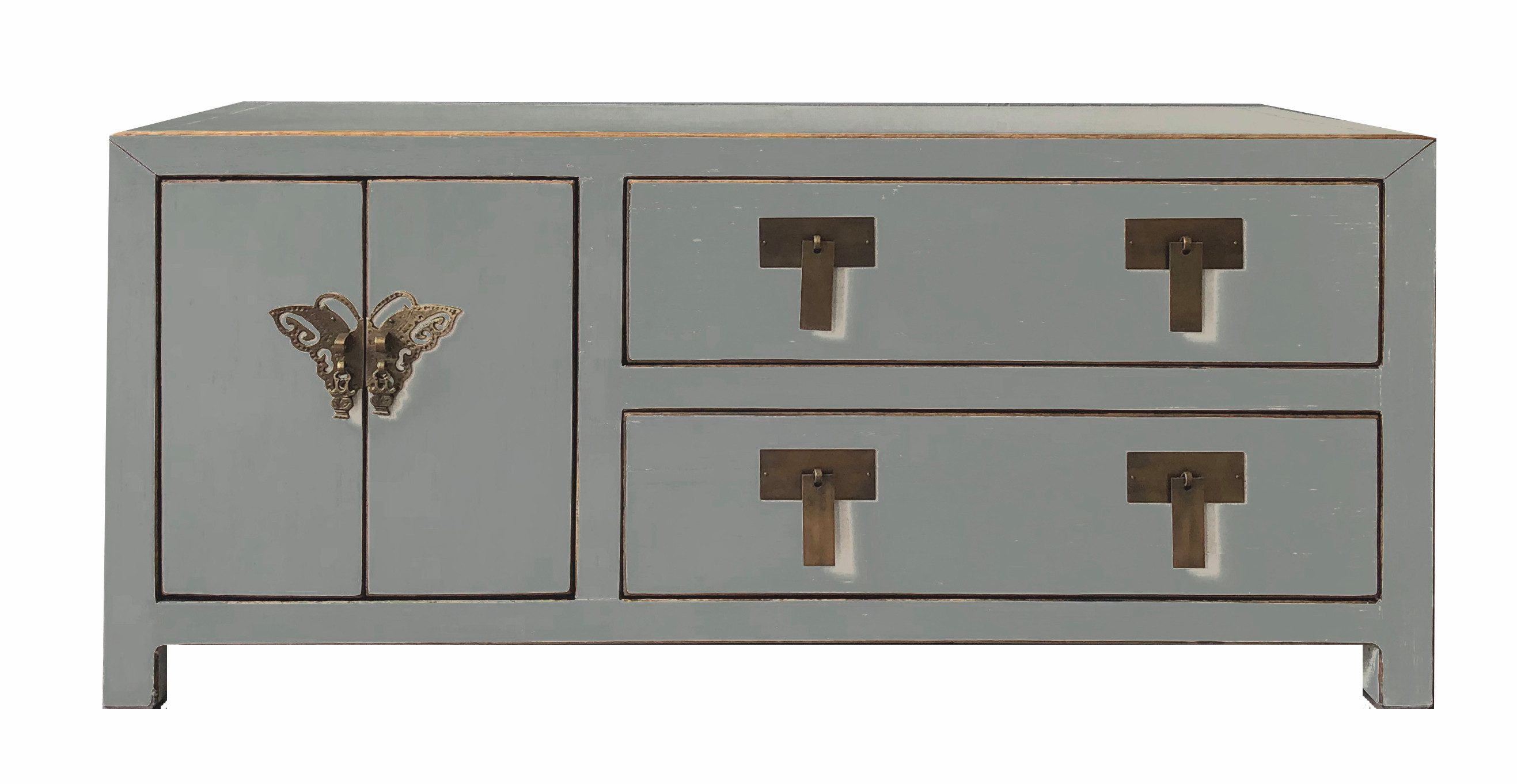 OPIUM OUTLET Kommode Schrank Lowboard Sideboard TV-Kommode Fernsehschrank shabby-chic (komplett montiert, Asia Möbel Hochzeitsschrank), asiatisch chinesisch orientalisch vintage Landhaus-Stil