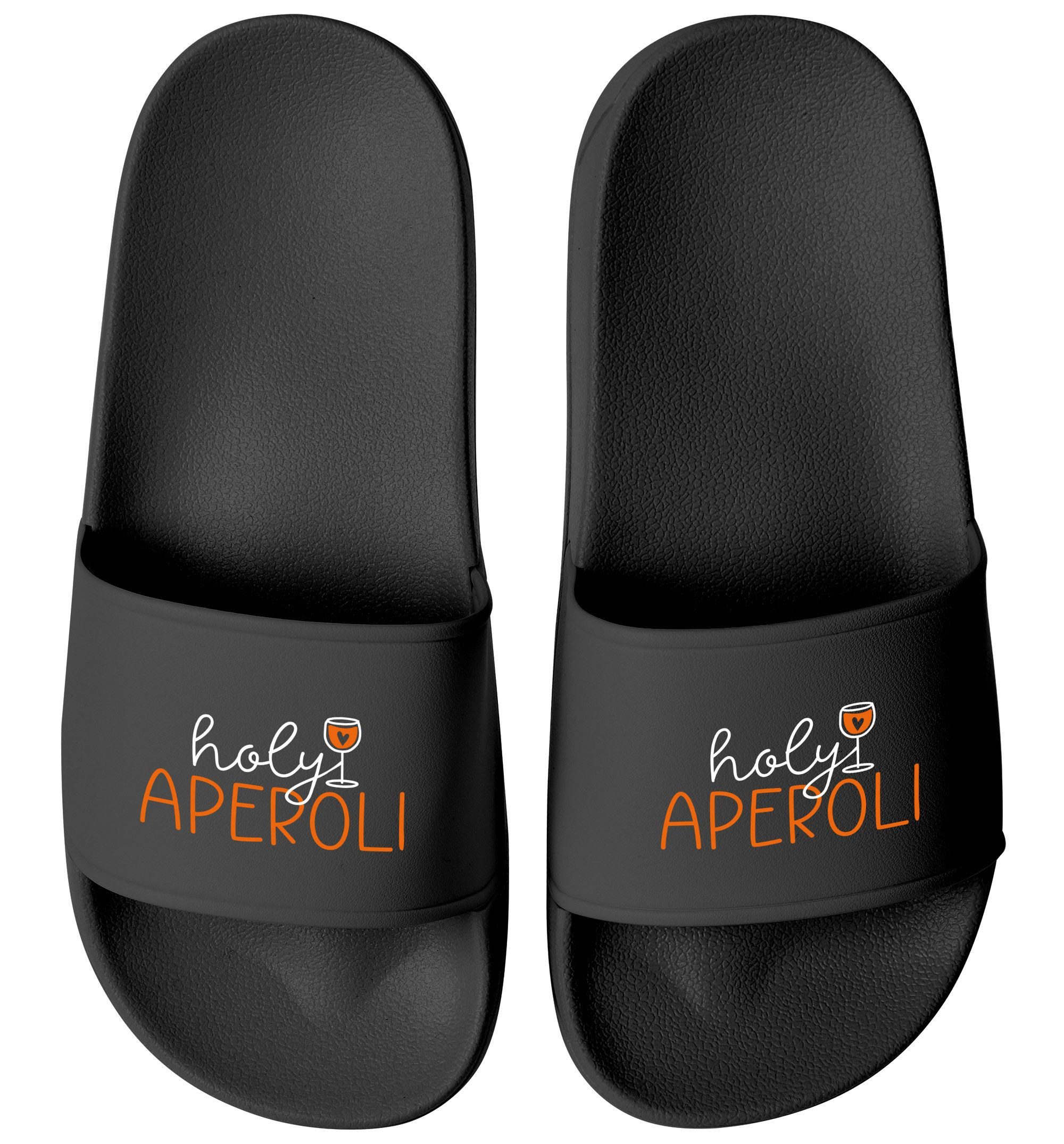 MoonWorks Badeschlappen mit Spruch Holy Aperoli Badelatschen Damen Aufdruck Badesandale