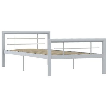 vidaXL Bett Bettgestell Grau und Weiß Metall 100 × 200 cm