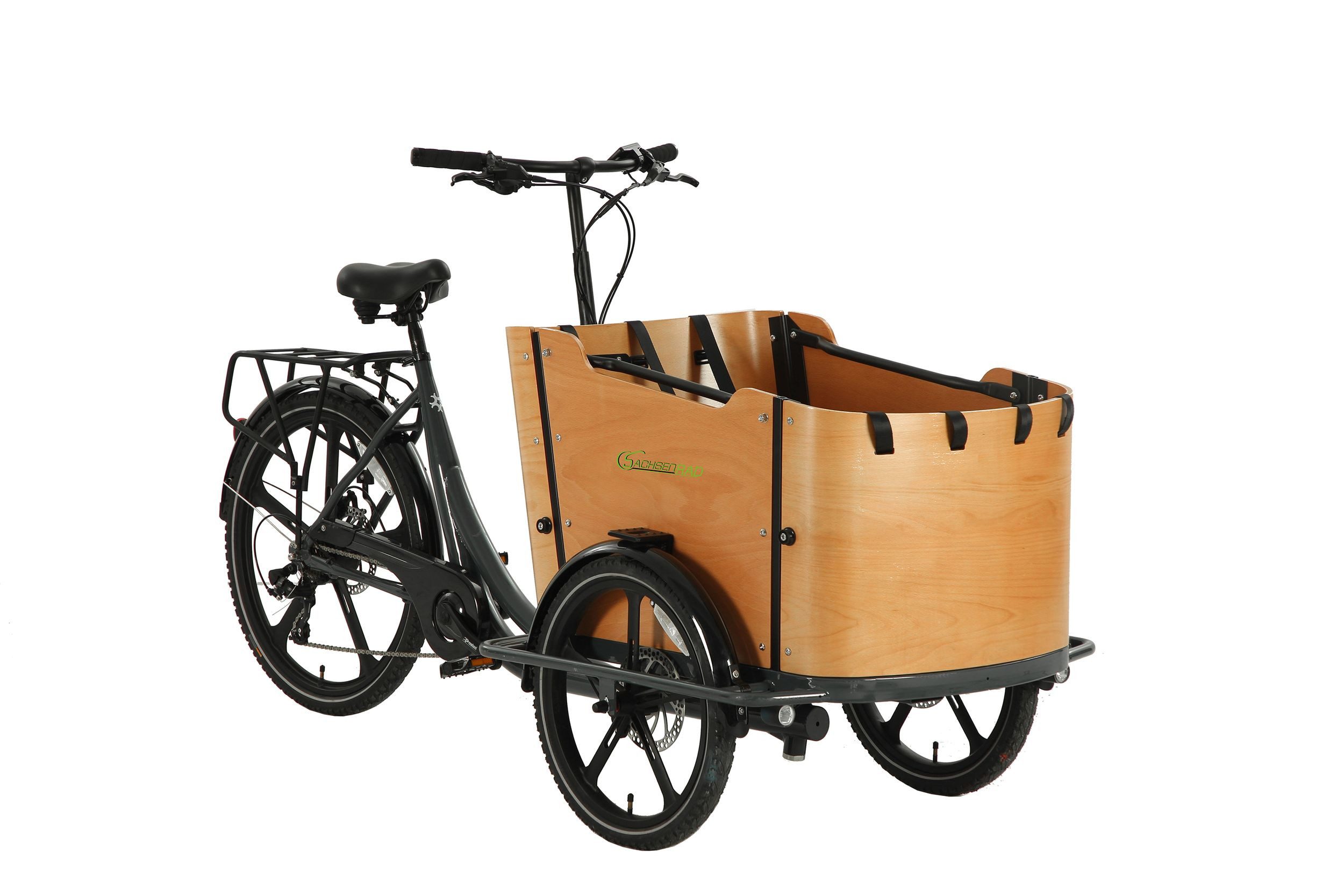 SachsenRad E-Bike Lastenrad SachsenRAD T2 Neo Vintage mit Abdeckung, 7 Gang Shimano, Kettenschaltung, Heckmotor, 540 Wh