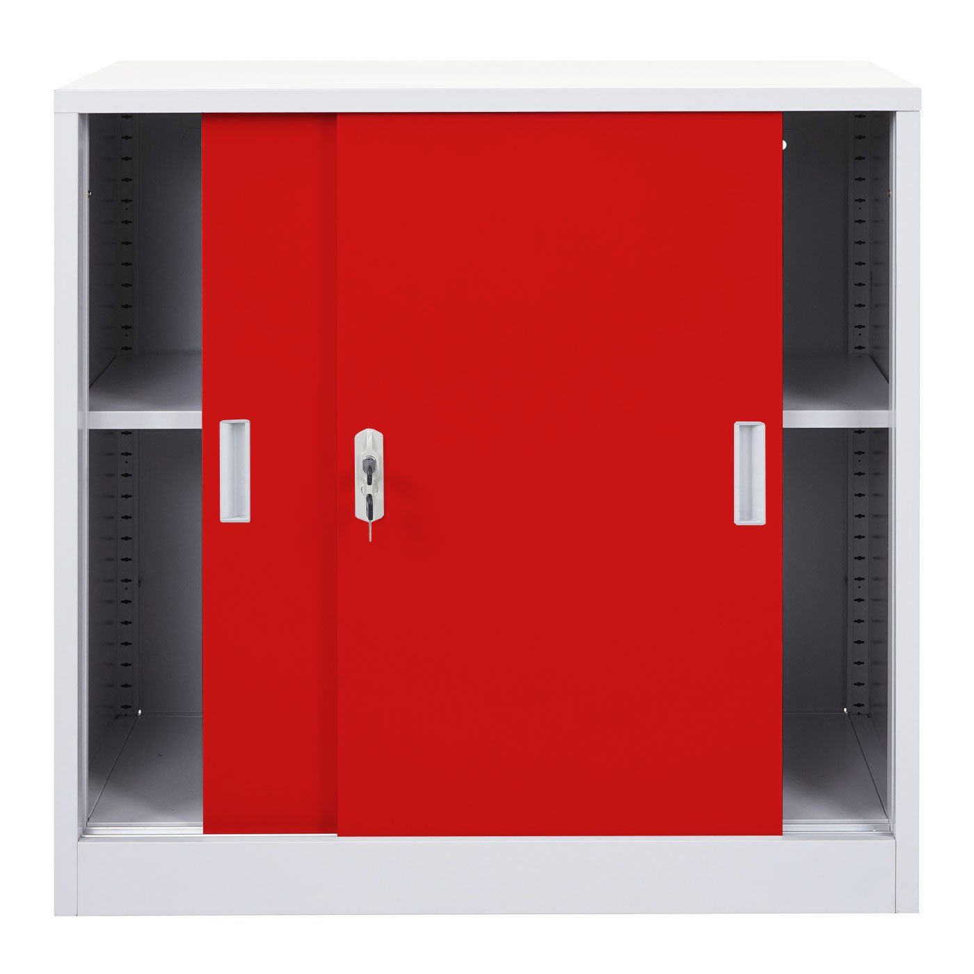 Regalboden Schiebetüren, inklusive, Schlüssel rot Metallschrank, MCW 2 1 Aktenschrank MCW-F41 2