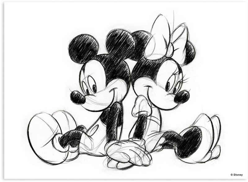 Disney Leinwandbild »Mickey Minnie Sketch Sitting«, (1 St)