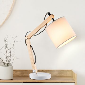 etc-shop Smarte LED-Leuchte, Leuchtmittel inklusive, Kaltweiß, Warmweiß, Neutralweiß, Tageslichtweiß, Farbwechsel, Tisch Lampe Stoff Holz Gelenk Sprach App steuerbar über