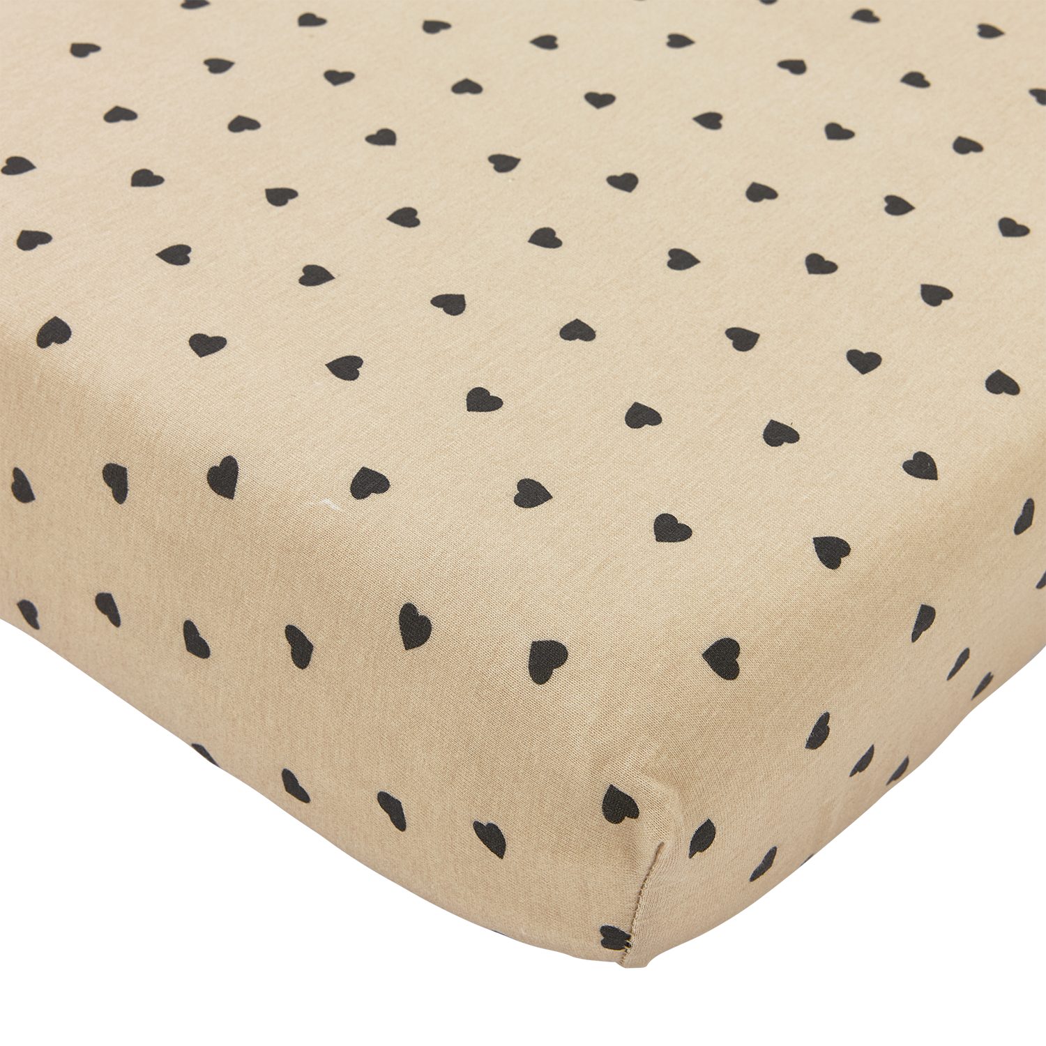 Meyco Baby Spannbettlaken Sweet Heart Soft Sand/Black, Jersey, Gummizug: Rundum, 70x140/150cm