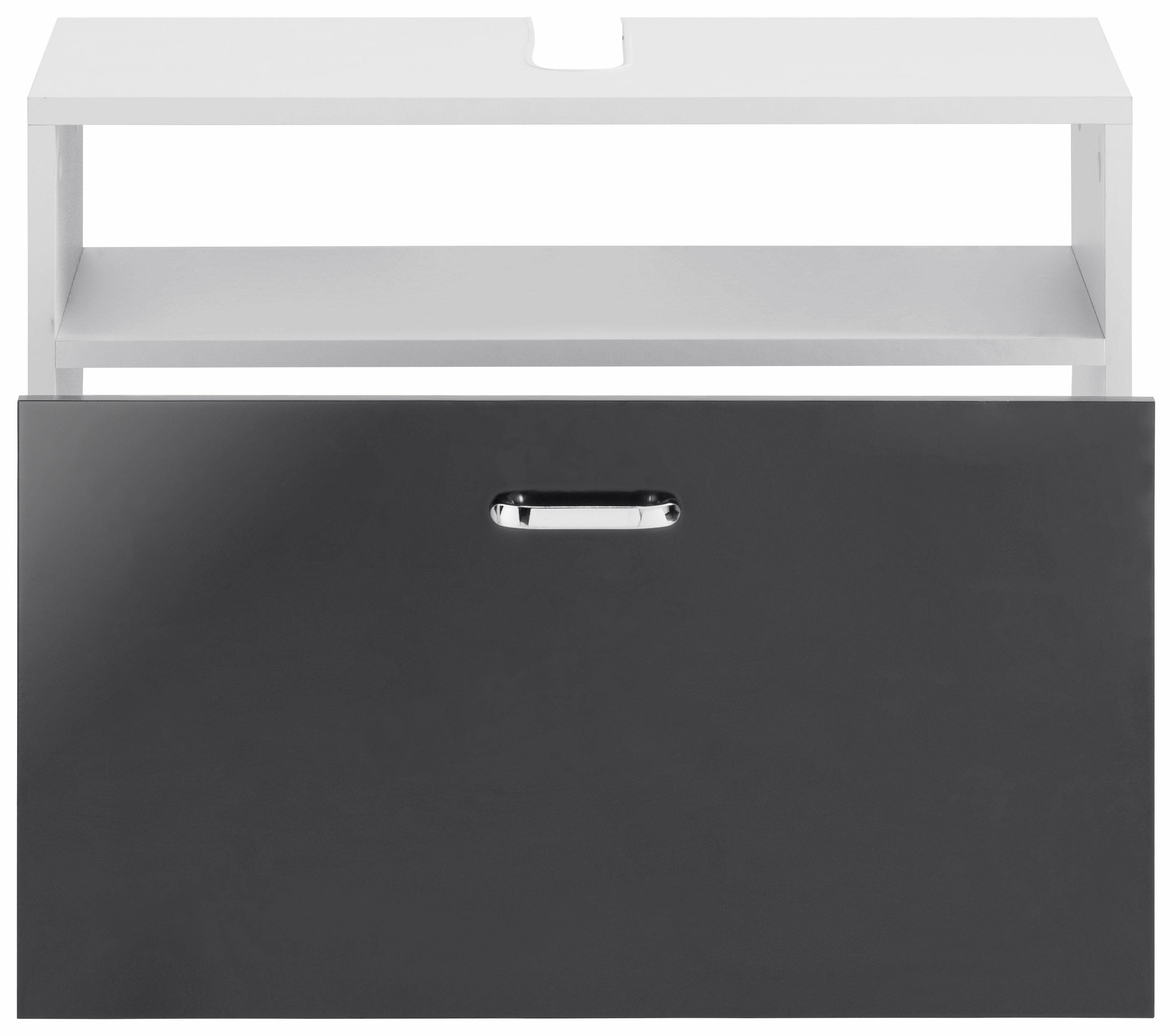 perl cm, 54,5 mit großer weiß Metallgriffen Colli Glanz und Schildmeyer Badezimmerschrank matt/anthrazit Höhe Schublade Waschbeckenunterschrank