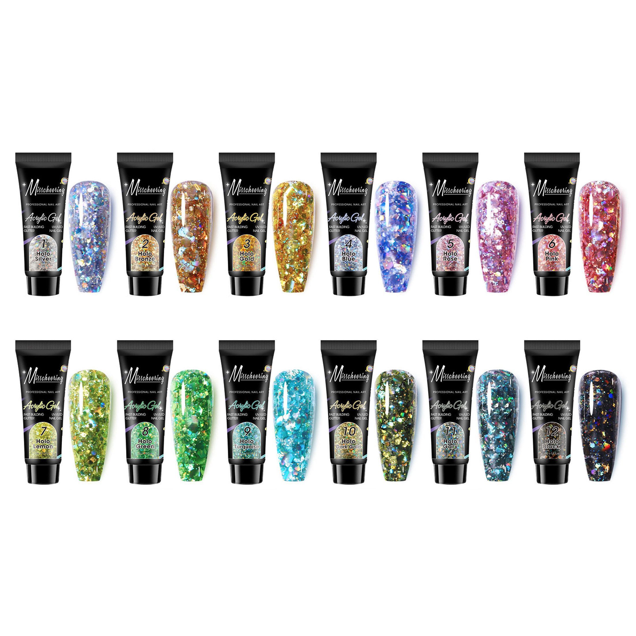 KINSI Gel-Nagellack Polygel Nagel Set 12 Farben - Starter Kit für Nagelverlängerung, Nail Builder Gel für langanhaltende French Gels & Nail Art Design