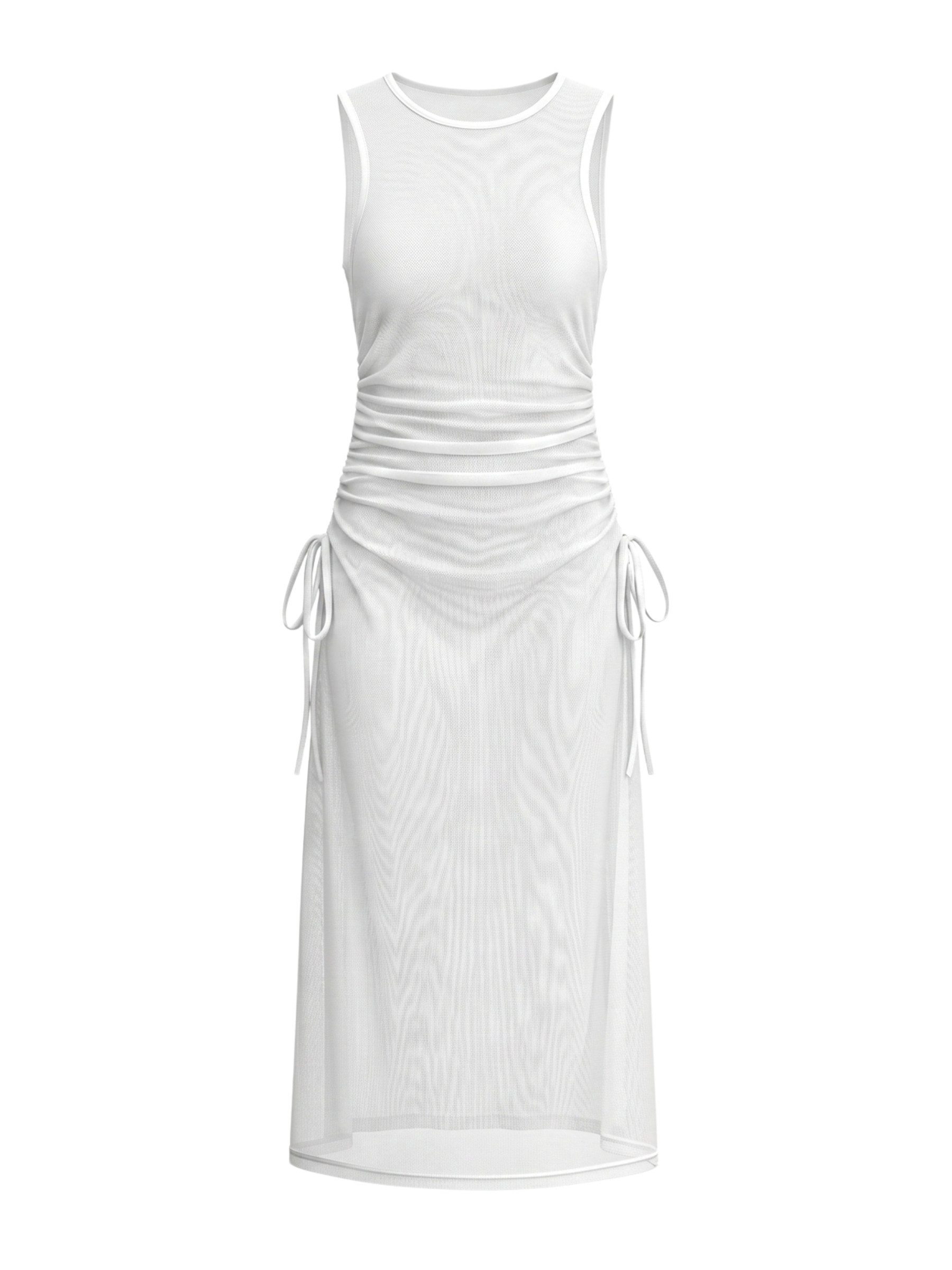Elegant Love Strandkleid Bikini Cover-up, lang: Beinschlitz & Kordelzug – Sexy Sommerkleid Strandtunika, leicht: Hoher Schlitz & Bindeband – Sommerlook