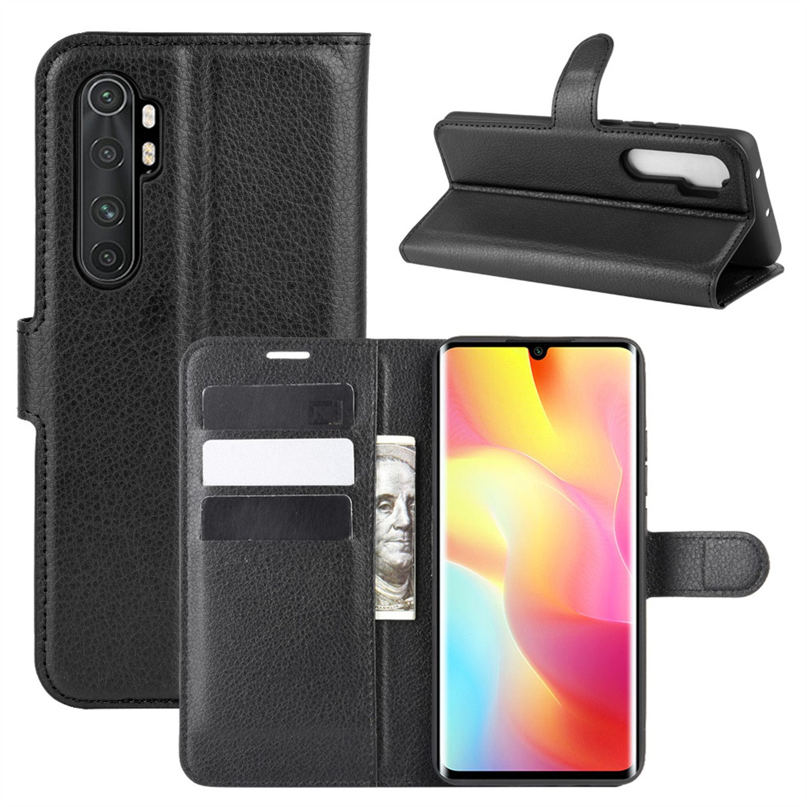 betterfon Smartphone-Hülle Handytasche für Xiaomi Mi Note 10 Lite Schutzhülle Klapphülle Schwarz