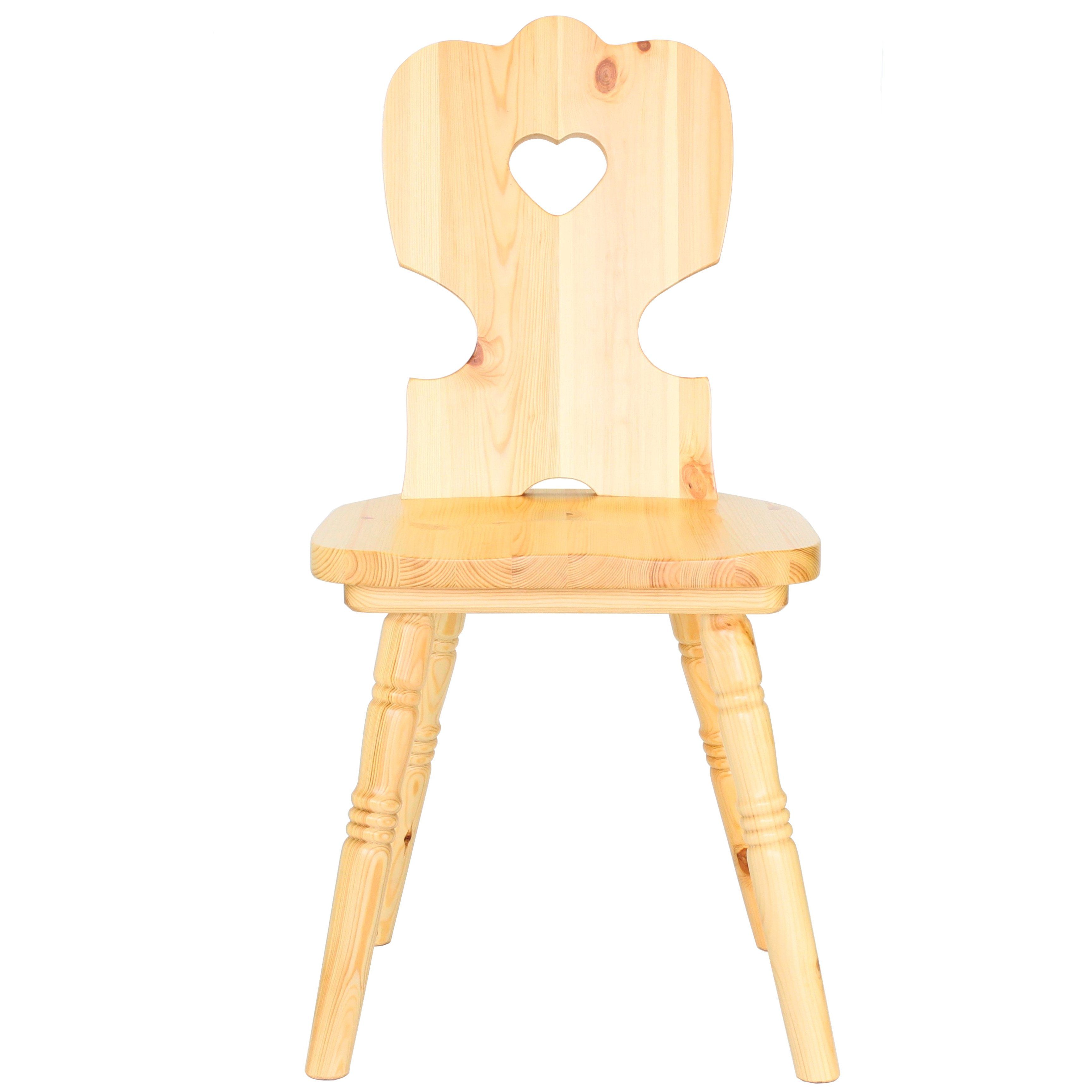 pemora Holzstuhl Bauernstuhl Kiefer massiv Stuhl mit Herz IRINA natur