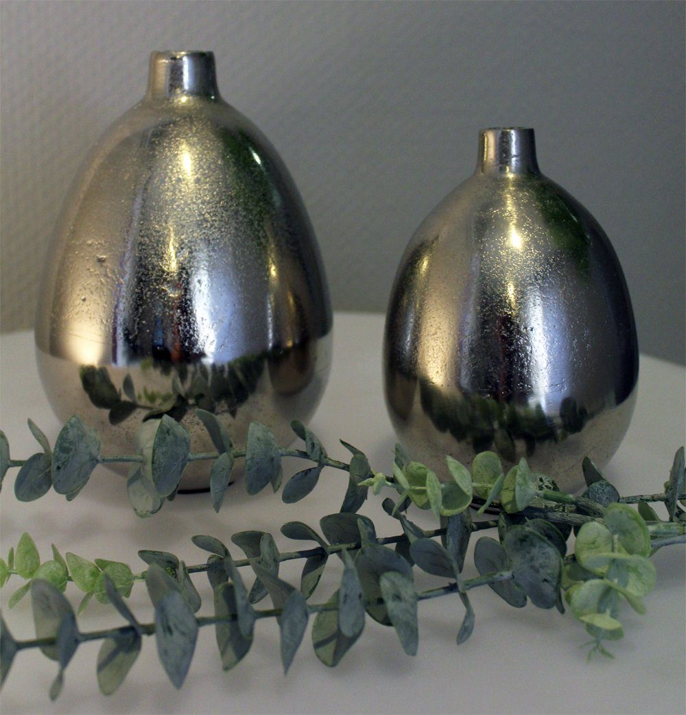 Tischvase Ei-Form Arnusa ideal Set), für Stielblumen moderne Tischvase Aluminium Blumenvase edle Dekovase (2er Kugelvase Metall
