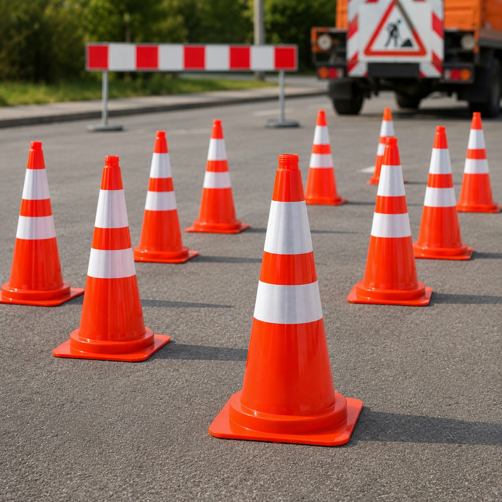 HAGO Leitkegel XXL Pylone Warnkegel Markierungskegel Absperrung Hütchen Orange (Einzelartikel, 1 St., 1 × XXL Verkehrsleitkegel 75 cm Pylone Warnkegel Markierungskegel), Robuste PE-Ausführung, zwei reflektierende Streifen, auffällige orange