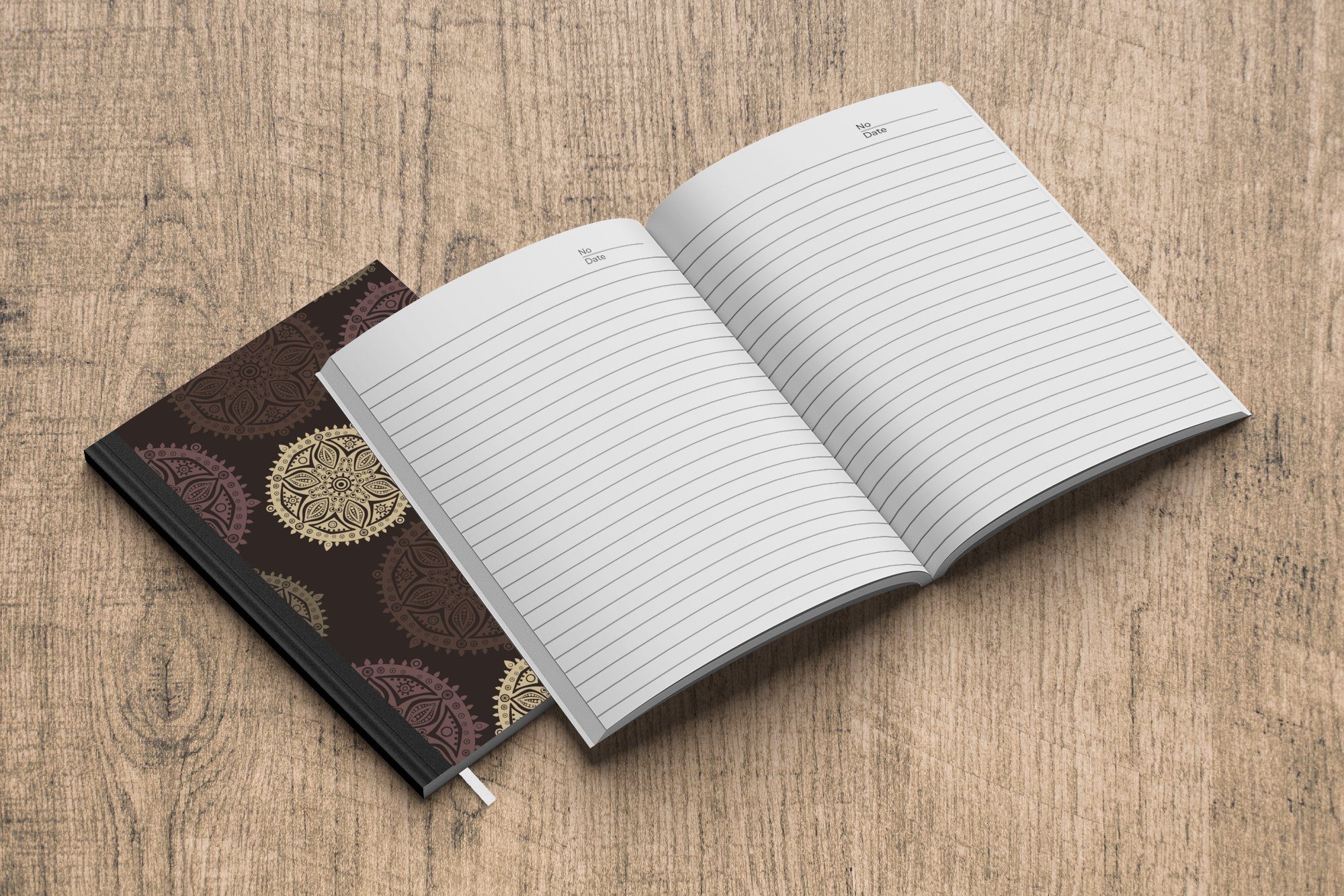 Tagebuch, Merkzettel, Mandala A5, Journal, 98 - Haushaltsbuch Gestaltung Seiten, Notizheft, Notizbuch - Braun, MuchoWow