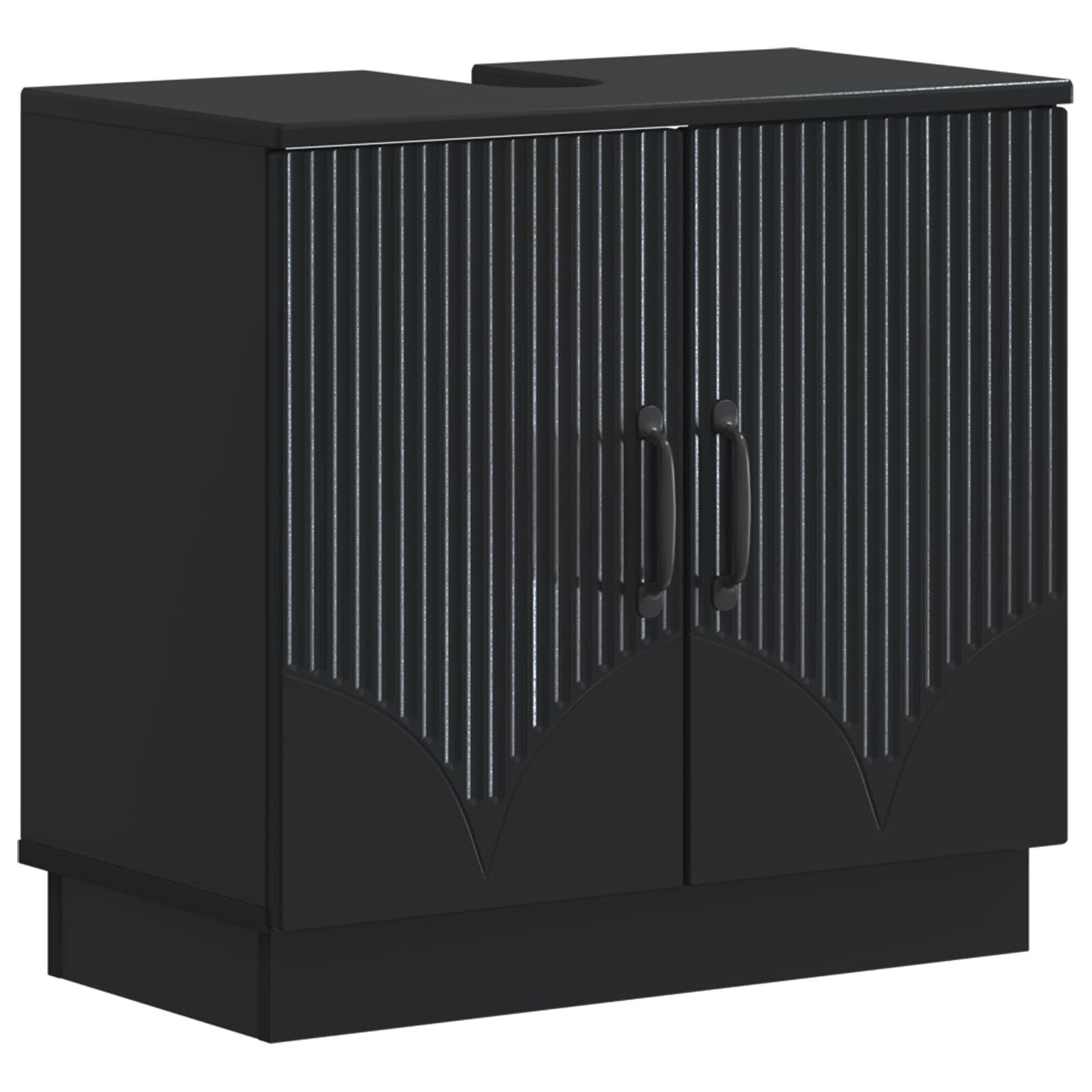 vidaXL Gartenlounge-Set 2-teiliges Badezimmer Schrank Set HOORN Schwarz Holzwerkstoff