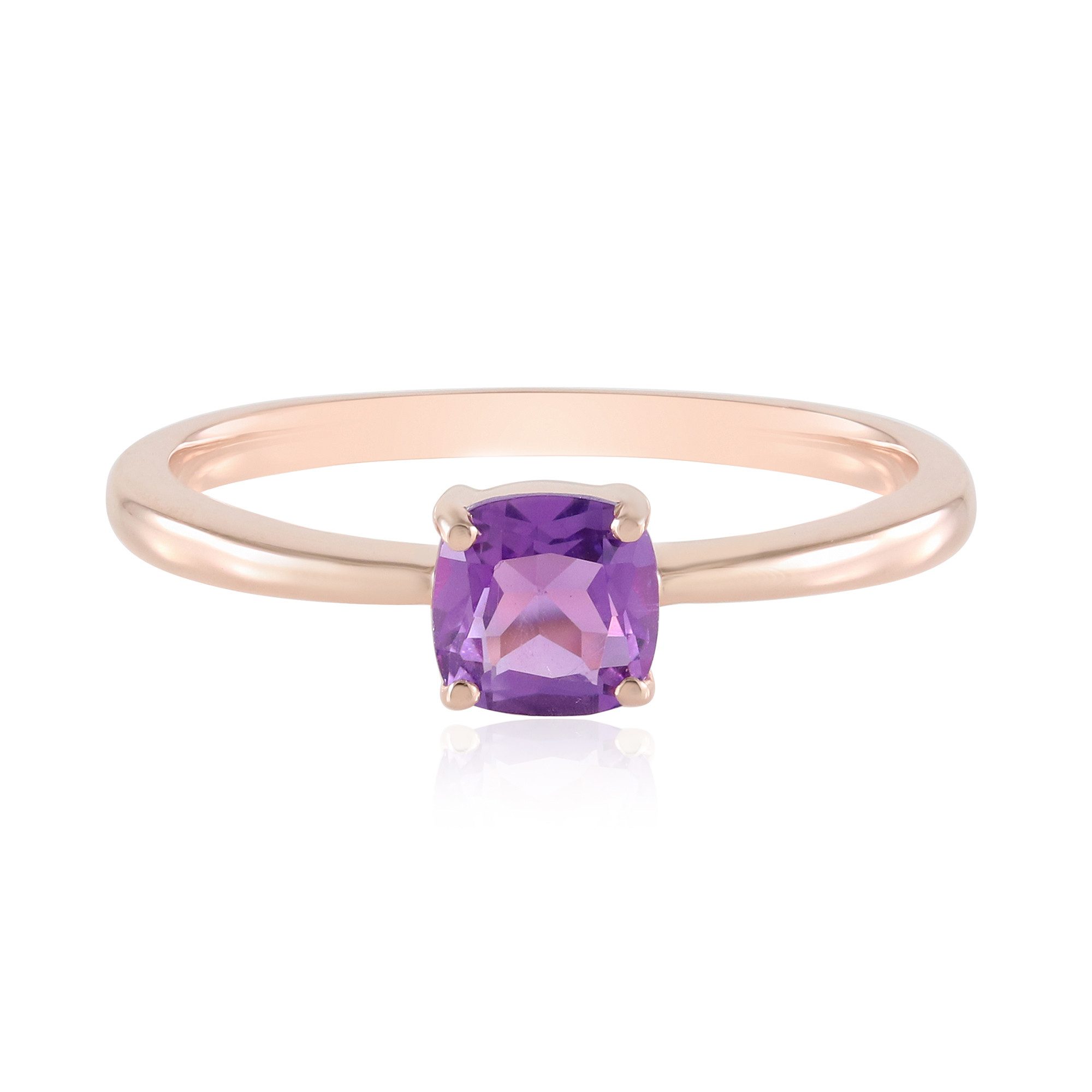 Solitärring Sibirischer Amethyst Rose vergoldet Silber Ring