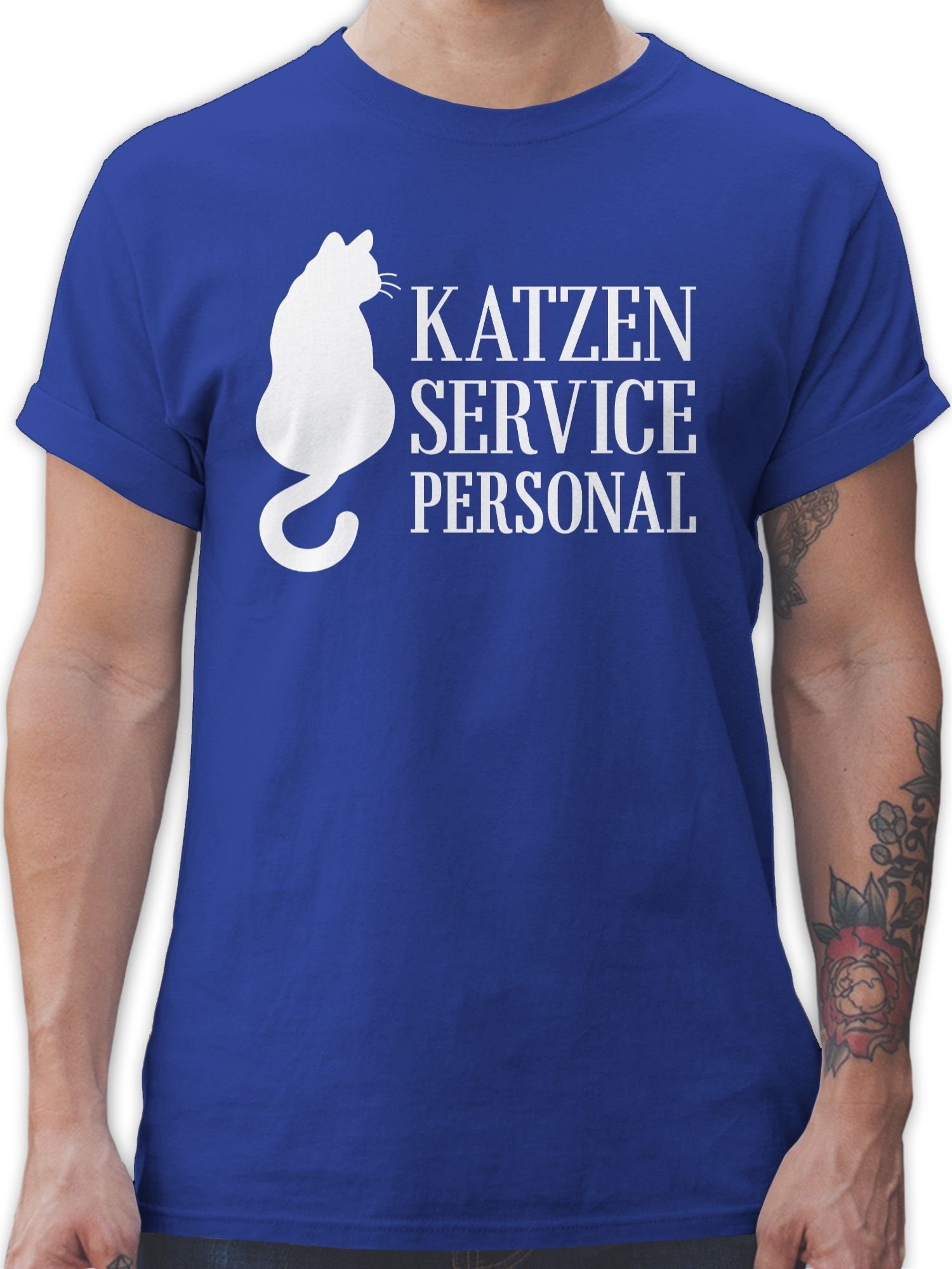 T-Shirt Royalblau 03 weiß Katzen Katzenbesitzer Shirtracer Geschenk Servicepersonal