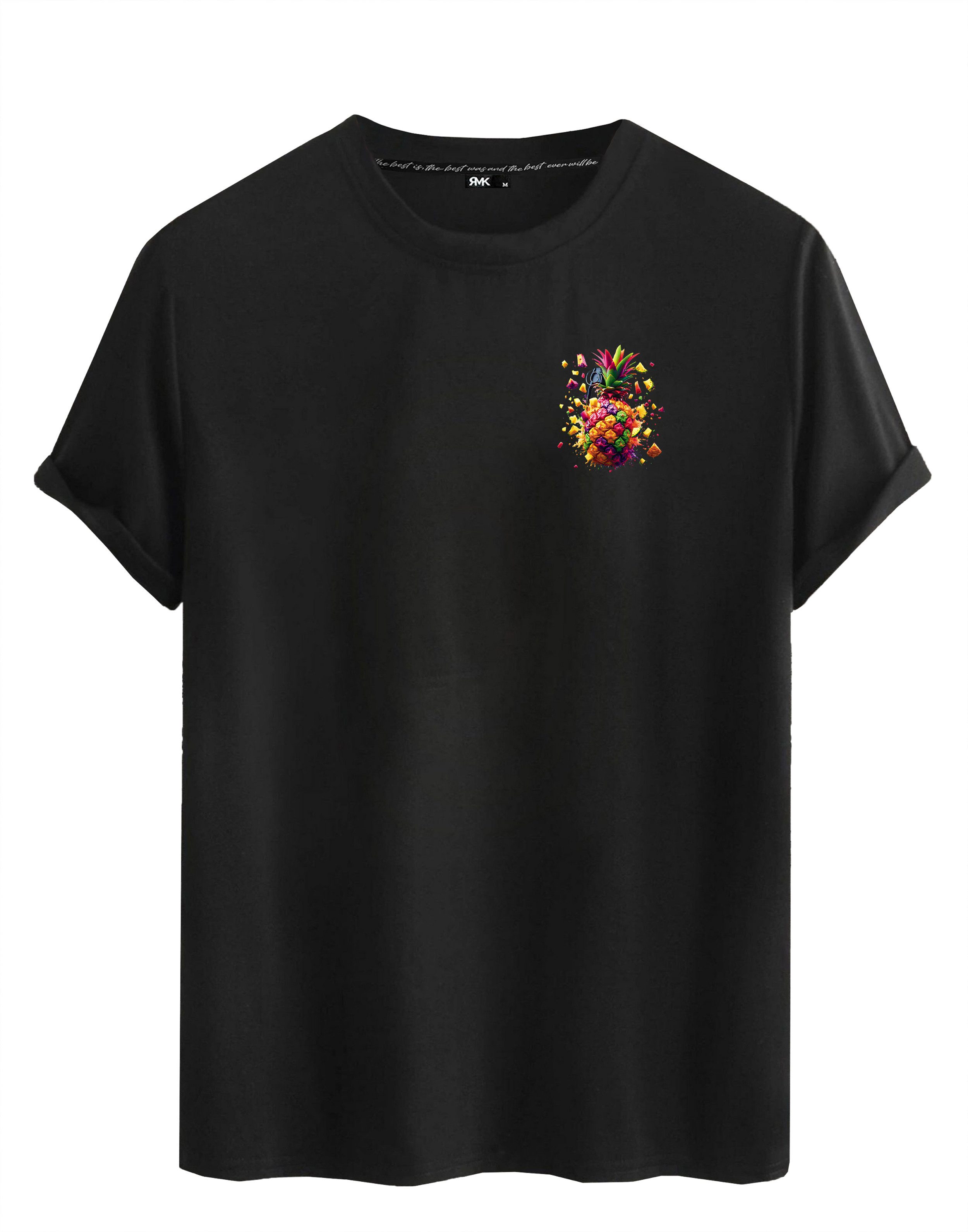 RMK T-Shirt Herren Shirt Basic Rundhals Ananas Sommer aus Baumwolle günstig online kaufen
