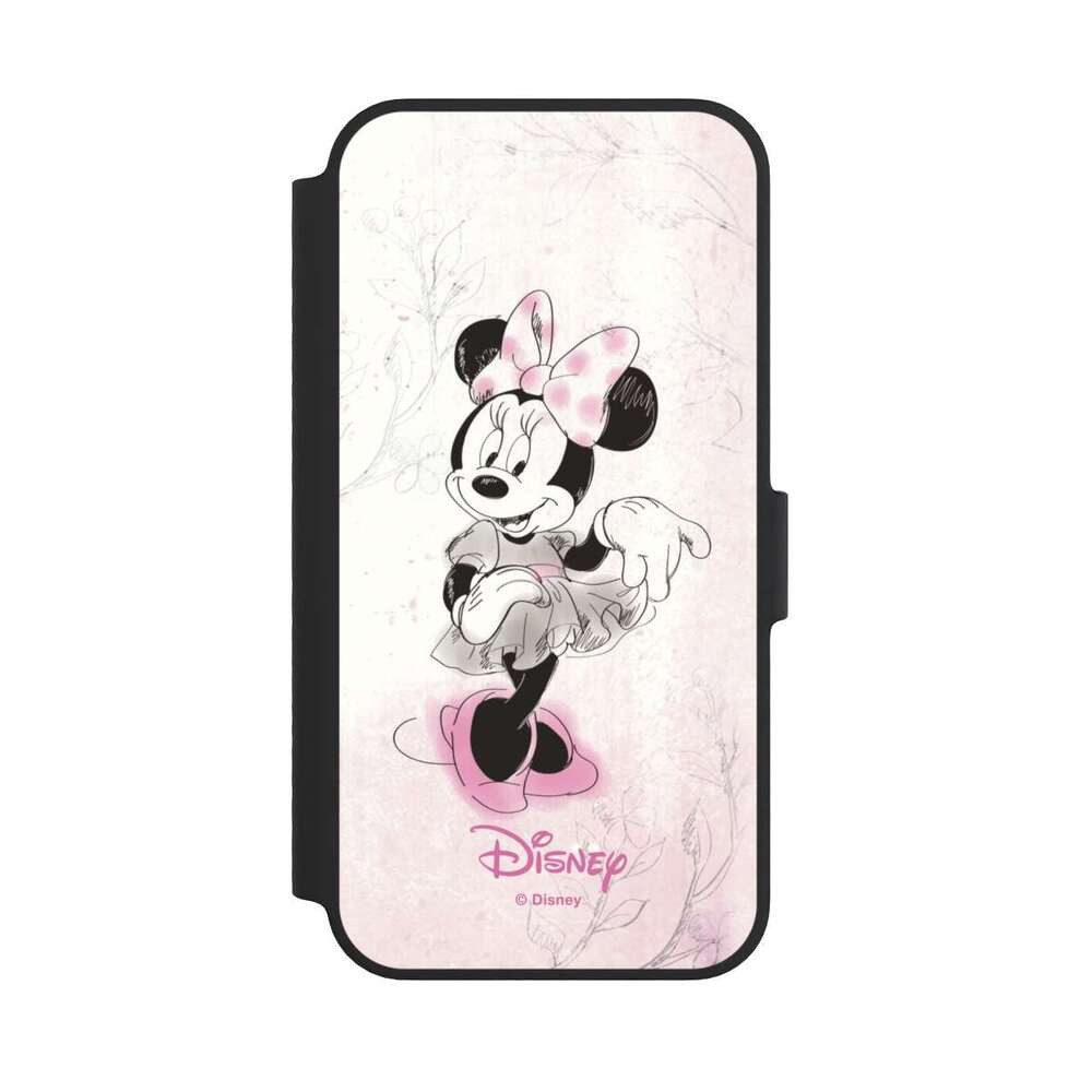 NIVOCASE Handyhülle Minnie Mouse Disney Vintage Minnie Watercolor, Apple iPhone 14 Klapphülle Handyhülle aus Kunst Leder NIVOflip schwarz
