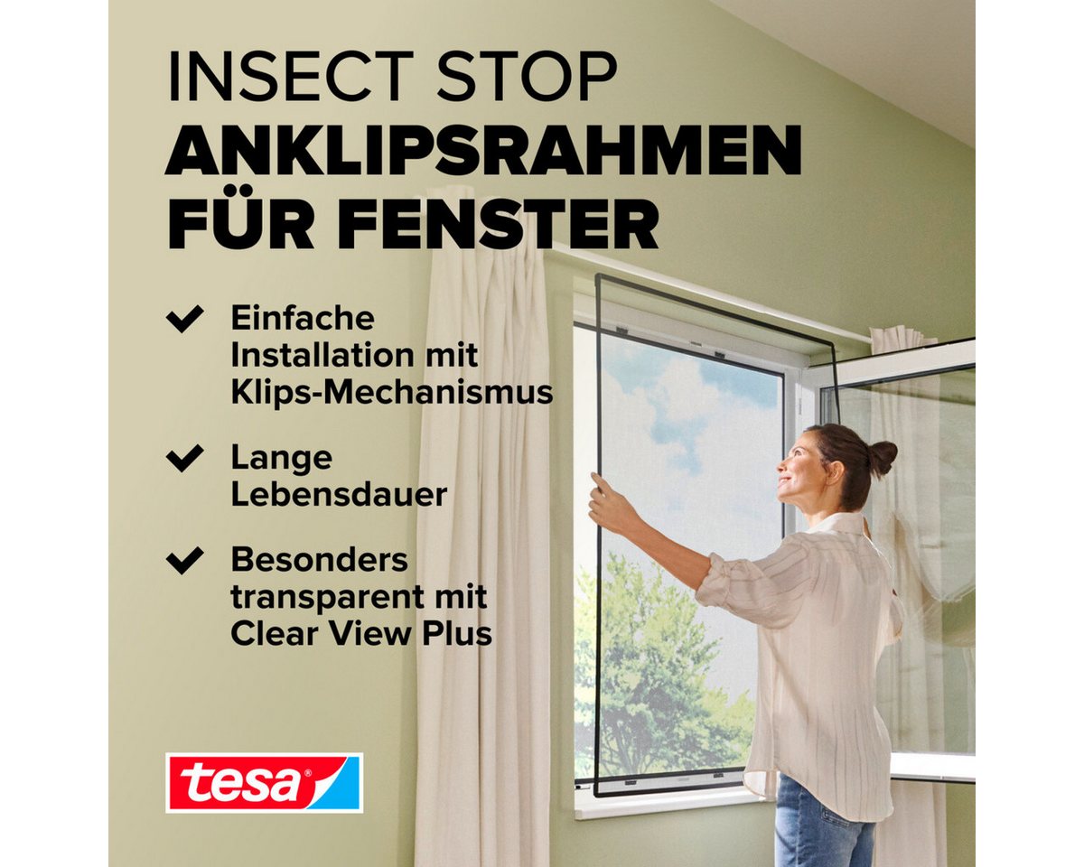 Thumbnail - tesa Insektenschutz-Fensterrahmen Insect Stop Anklipsrahmen - Fliegengitter für Fenster, (Packung, 1-St., inkl. Fibergla...