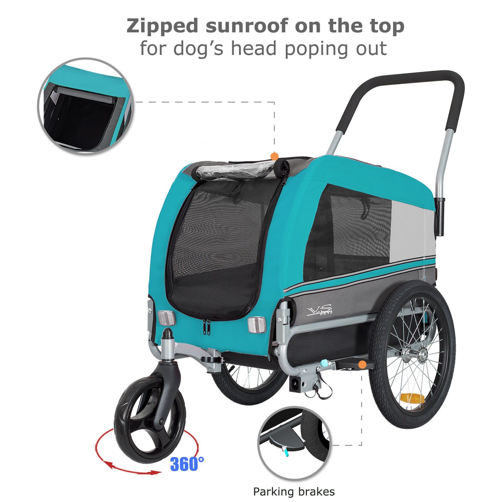 TIGGO Fahrradhundeanhänger Tiggo VS Pets Medium Hundeanhänger & Buggy 2in1 Fahrradanhänger