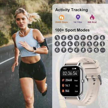 Nerunsa Smartwatch (1,85 Zoll, Android iOS), mit Telefonfunktion 110+ Sportmodi Fitnessuhr mit IP68 Wasserdicht Uhr