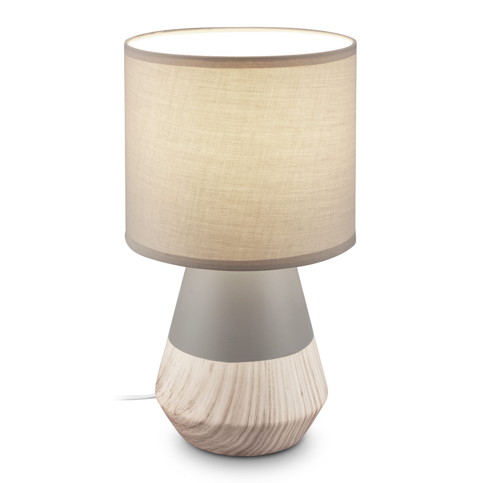 Briloner Leuchten LED Tischleuchte Tischlampe Keramik E14 Stoffschirm Kabelschalter, ohne Leuchtmittel, Abhängig vom Leuchtmittel, 18x34 cm, Schlafzimmer, Wohnzimmer, Flur
