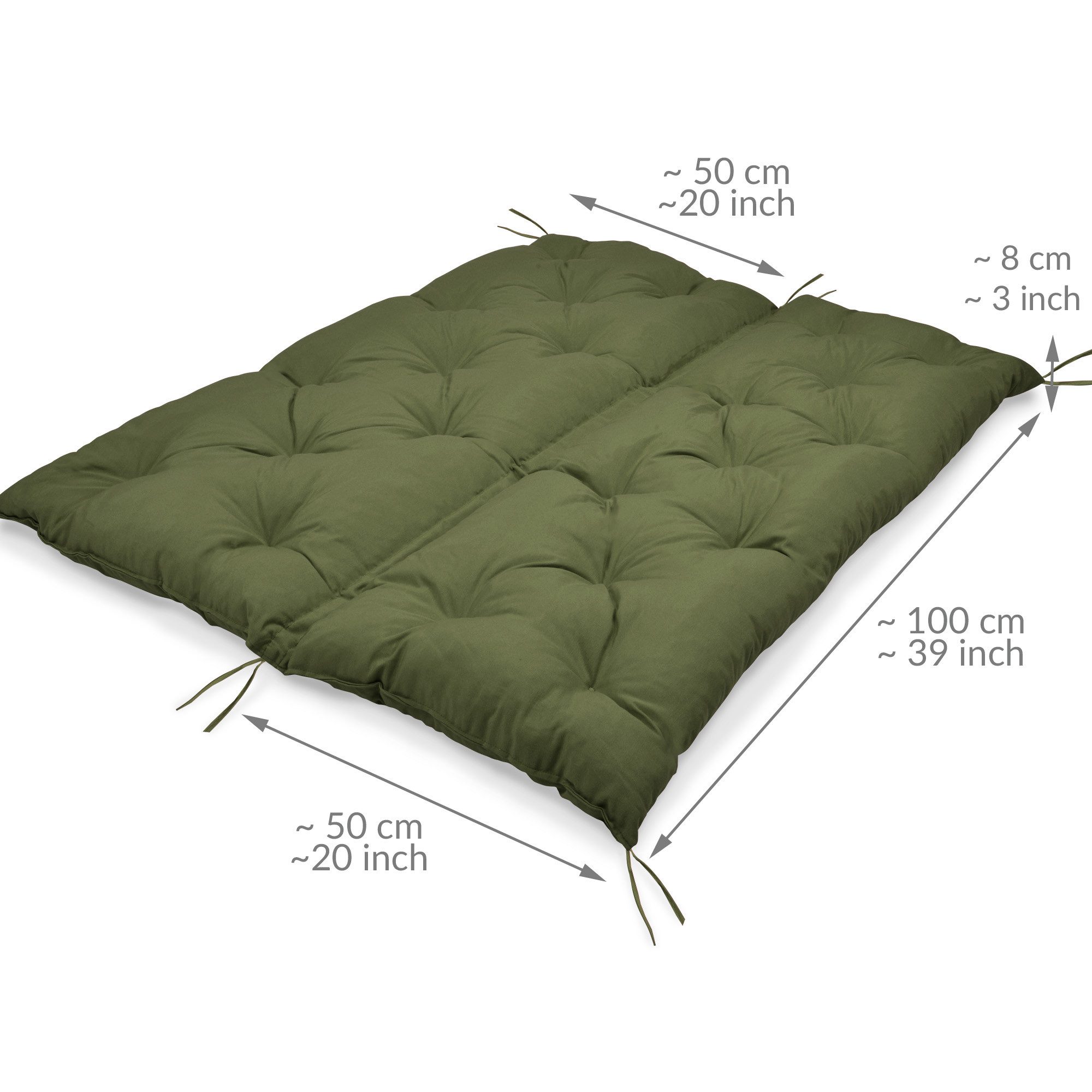 Beautissu Bankauflage Bankauflage Flair BR Olivegrün, 100x50x50cm, Sitzkissen für Gartenbank, Bankpolster Outdoor & Hollywoodschaukel