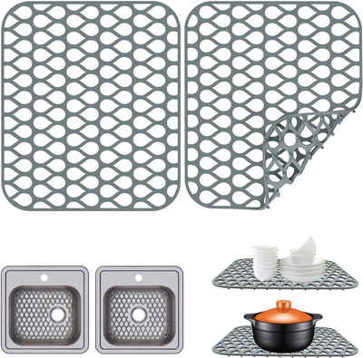 BlingBin Abtropfmatte 2PCS Spülbeckenmatte Silikonmatten für die Küchentheke Trockenpads, Trockenpads für die Küchentheke Waschbecken Matte Besteck