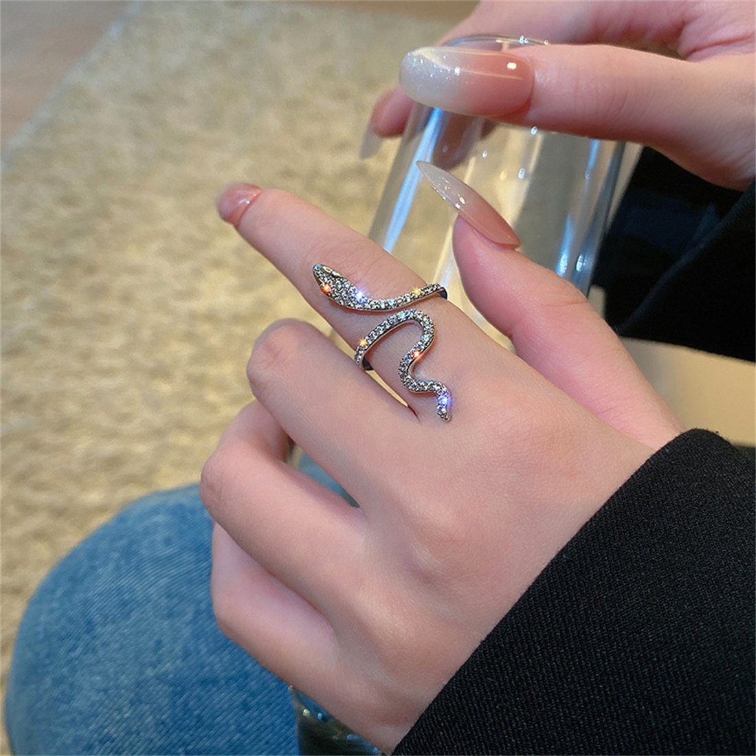 Stilvoller DAYUT Frauen Schlangenring, (1-tlg) für gedrehter Fingerring Geschenk
