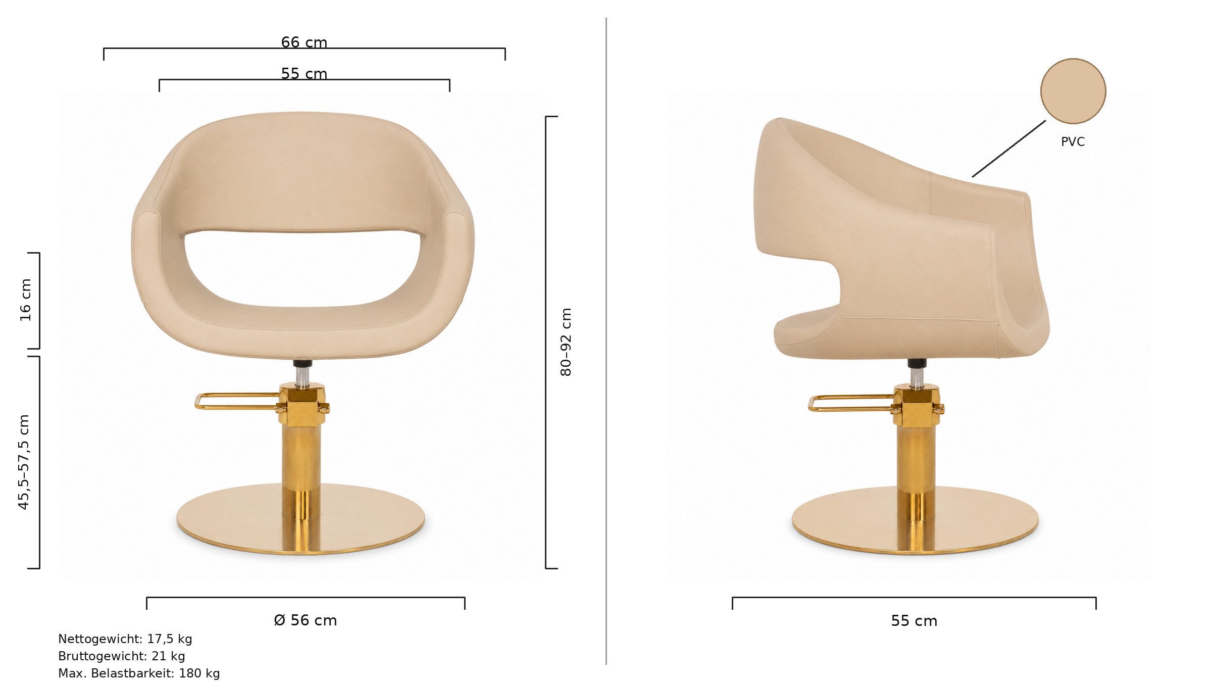 Ahsen Professional Stuhl AP - Friseurstuhl mit Hydraulik für Damensalons - 12 Models – Bild 5 von 5