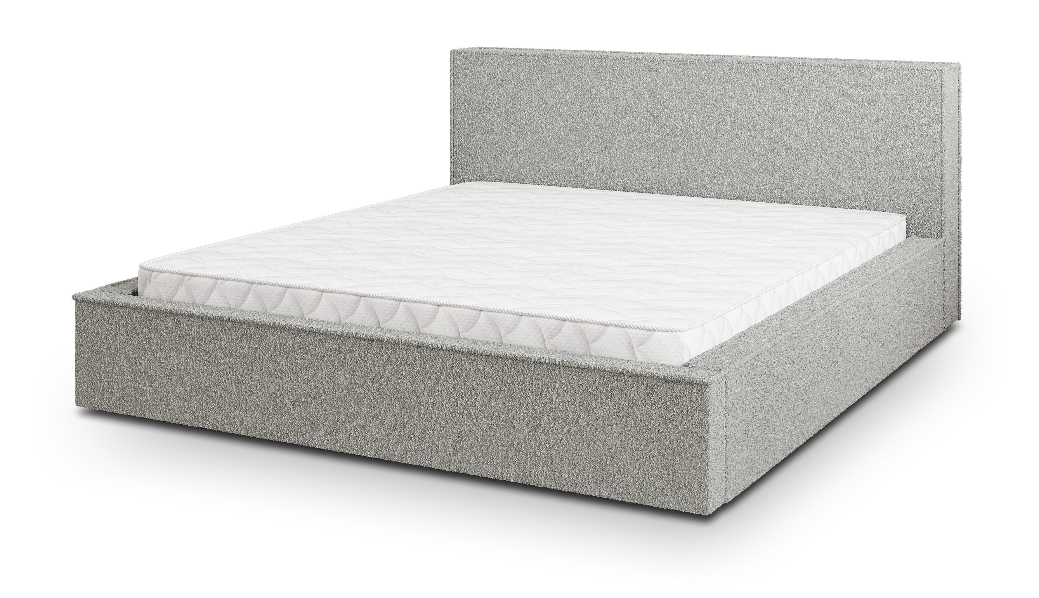 Masseno Polsterbett CELORA 180x200 cm grau (mit Bettkasten und Lattenrost)