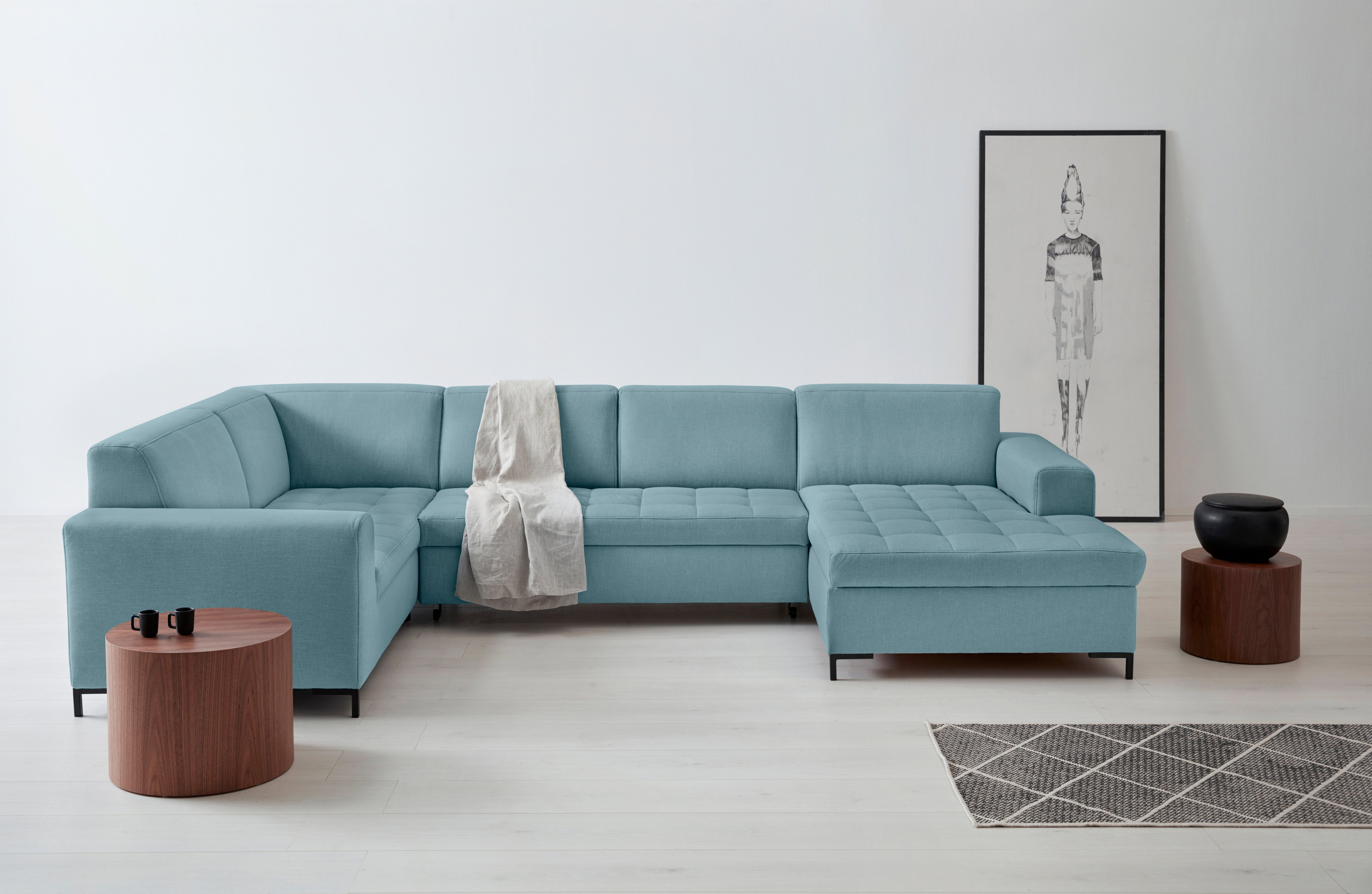 OTTO home Wohnlandschaft Grazzo, aktuelle Steppung im Sitz, viel Platz, U-Form, Breite 332cm, hochwertige Stoffe aus recyceltem Material, Steppung im Sitzbereich