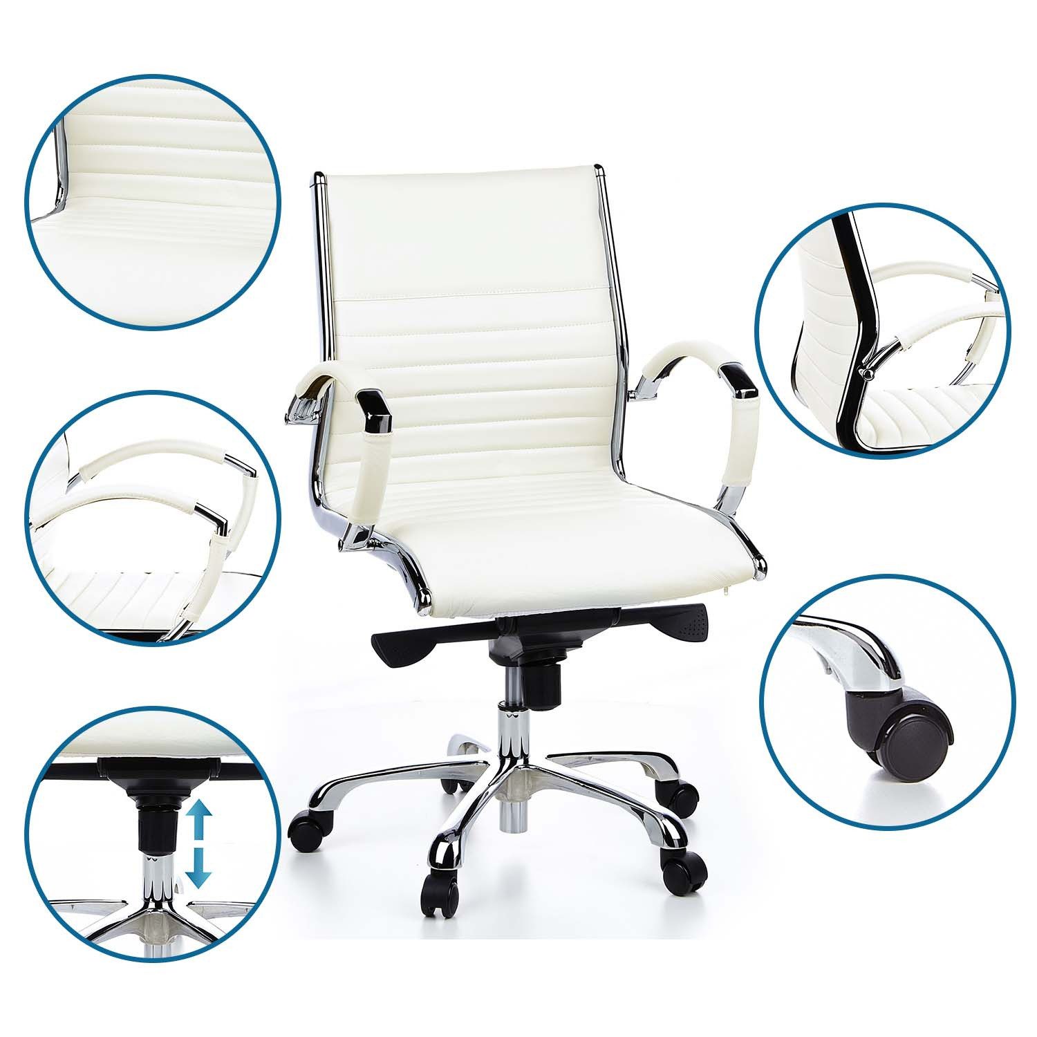 hjh OFFICE Chefsessel Profi Chefsessel Parma 10 Leder mit Armlehnen, Drehstuhl Bürostuhl ergonomisch