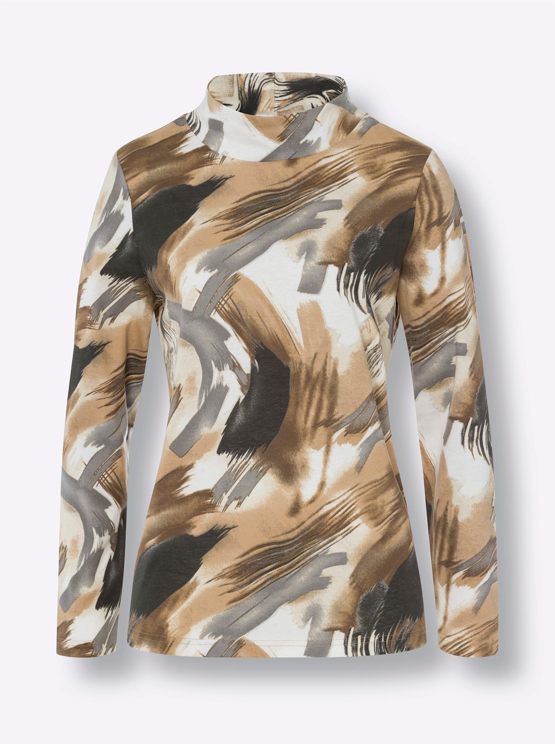 T-Shirt Stehkragen-Shirt Langarm