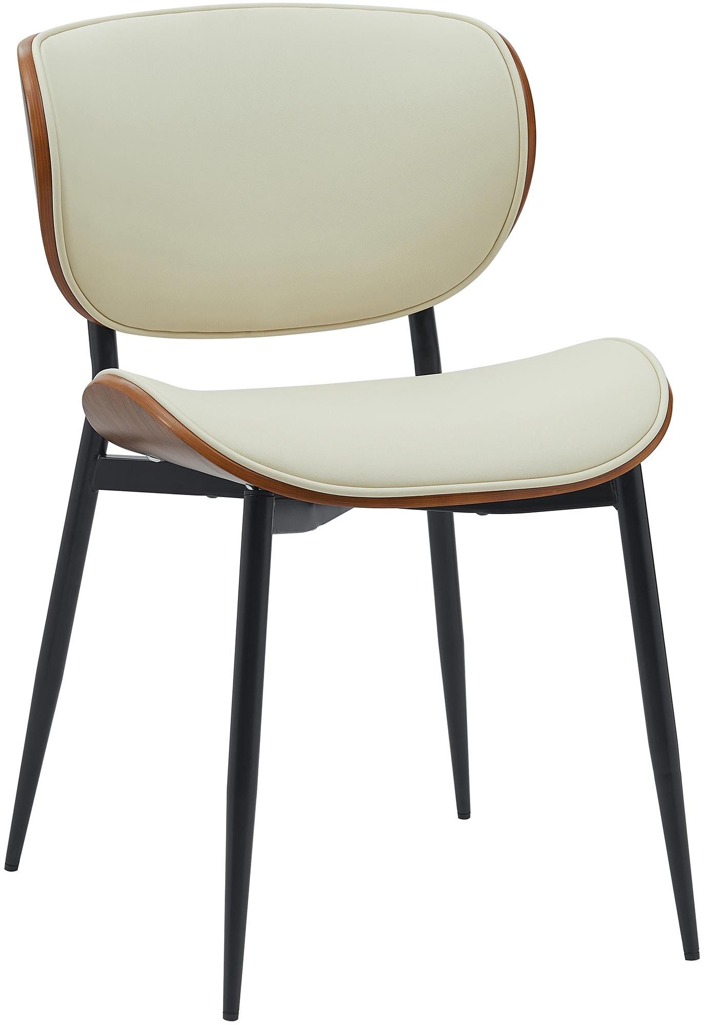 furnicato Besucherstuhl Stuhl Enid 50x54x80 cm walnuss/creme (1 St)