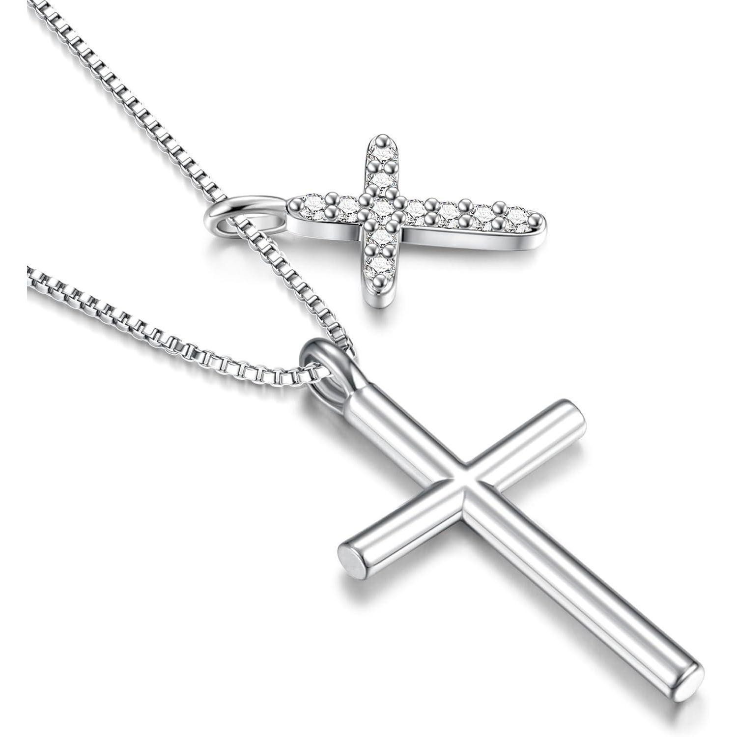 LuxusKollektion Kette und Anhänger Set Kreuz Kette Damen 14K Gold Vergoldet günstig online kaufen
