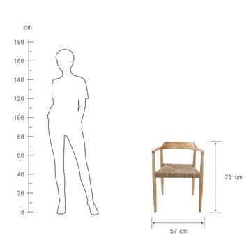BUTLERS Stuhl SERANG Armlehnenstuhl mit gewebter Sitzfläche