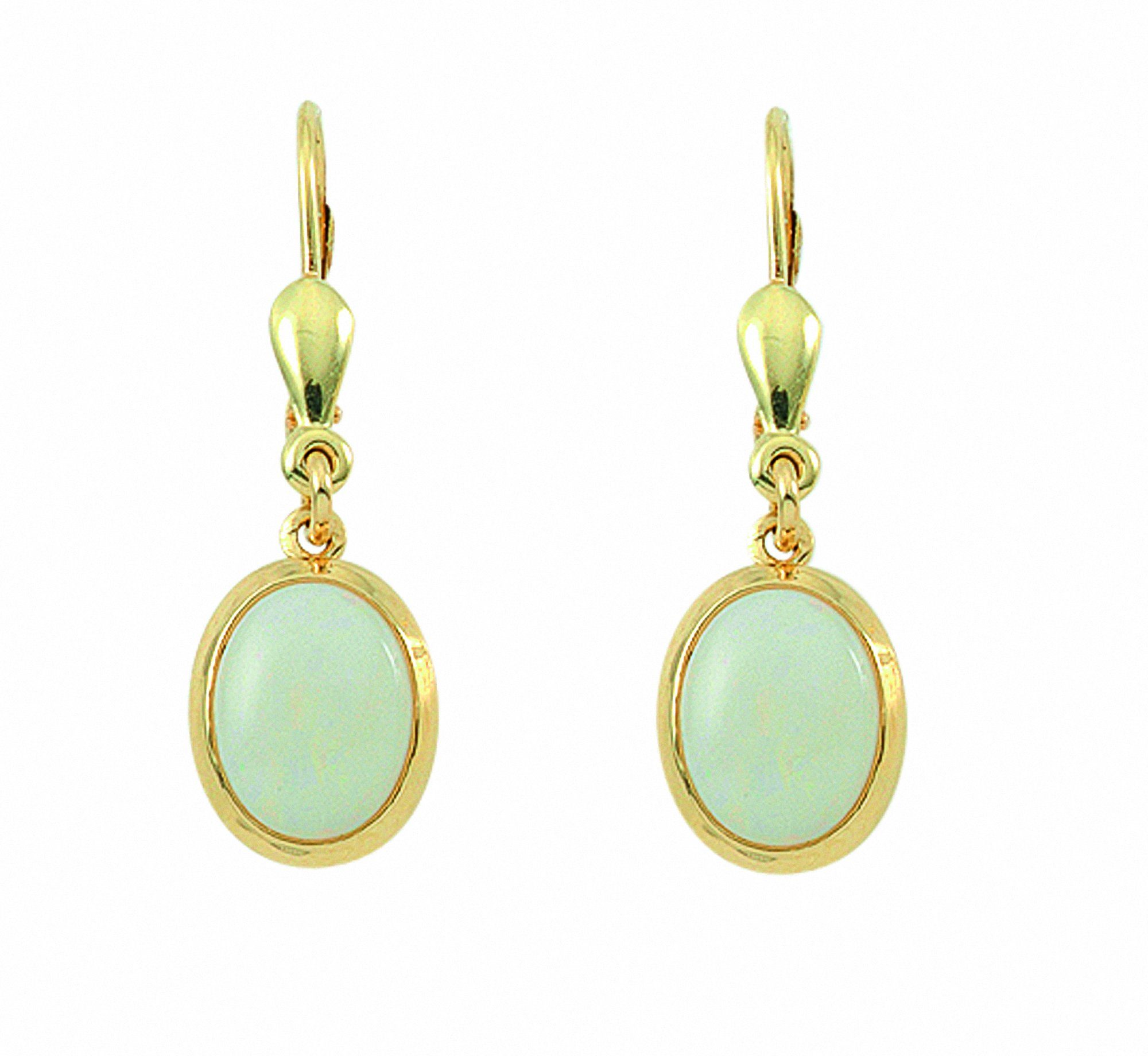 Adelia´s Paar Ohrhänger Damen Goldschmuck 1 Paar 585 Gold Ohrringe / Ohrhänger mit Opal, 585 Gold Goldschmuck für Damen